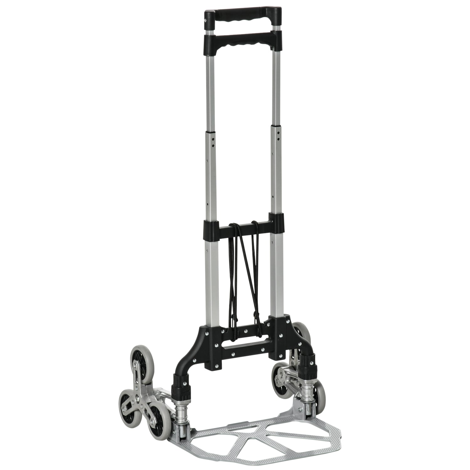 Fällbar trappklättrare i aluminium med 6 hjul, 70 kg kapacitet