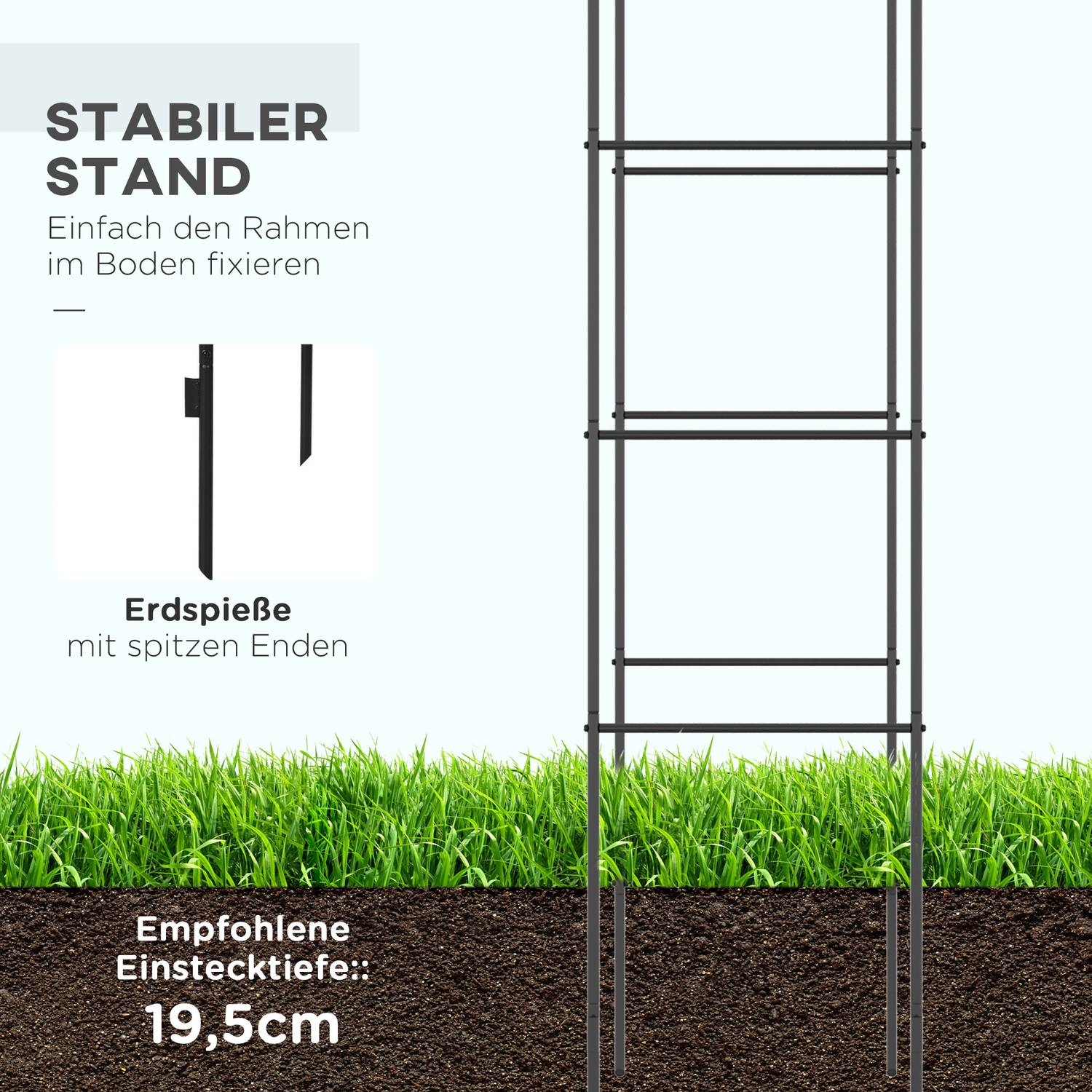 Trädgårdsbåge i metall för klätterväxter – Svart, 140x40x240 cm