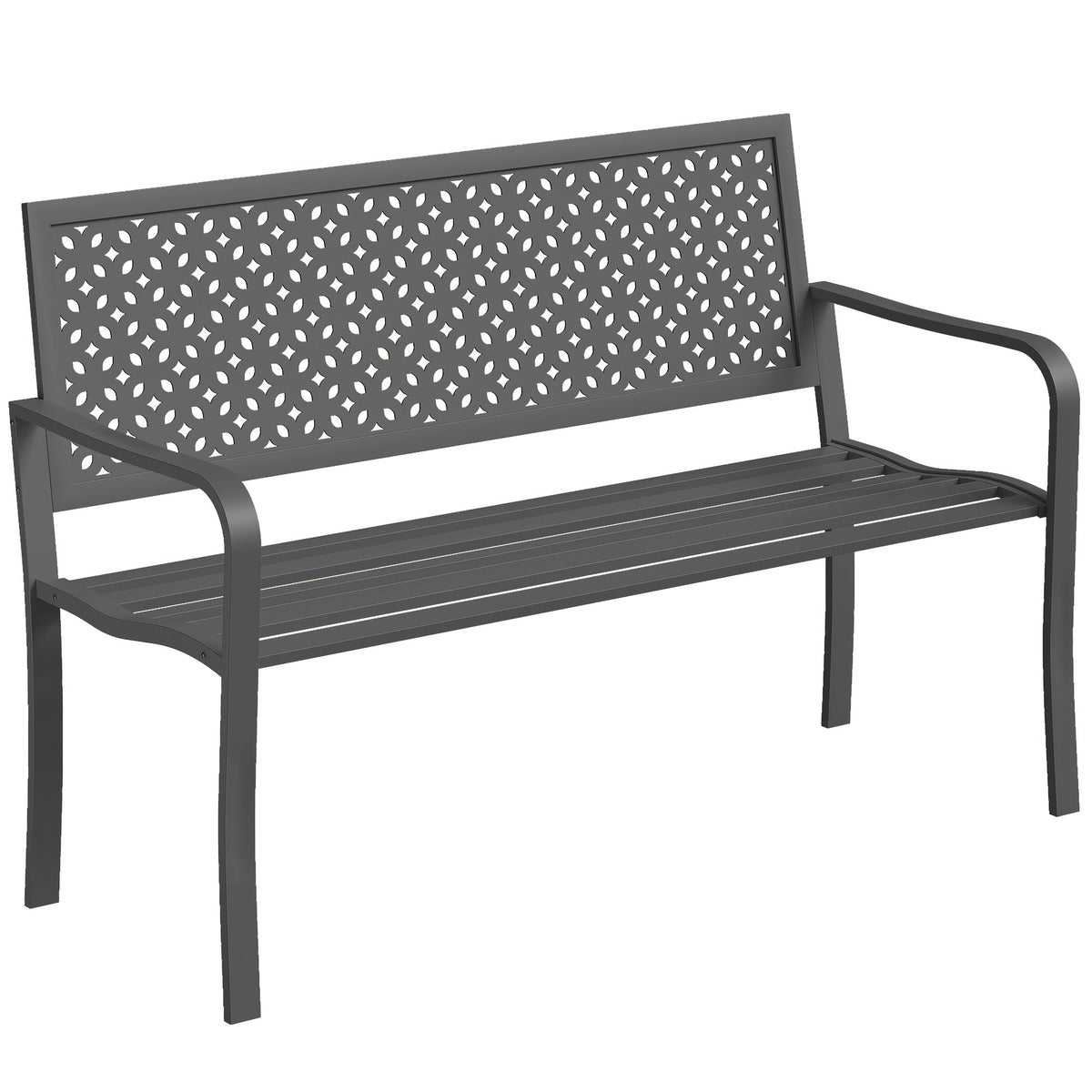 Metalen tuinbank, donkergrijs, roestbestendig, 2-zits