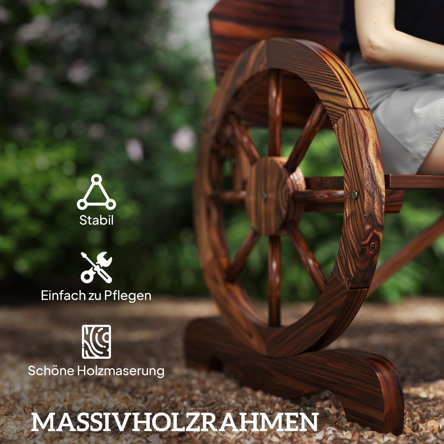 Trädgårdsbänk med 2-sits hjul, väderbeständig, gräns på 240 kg