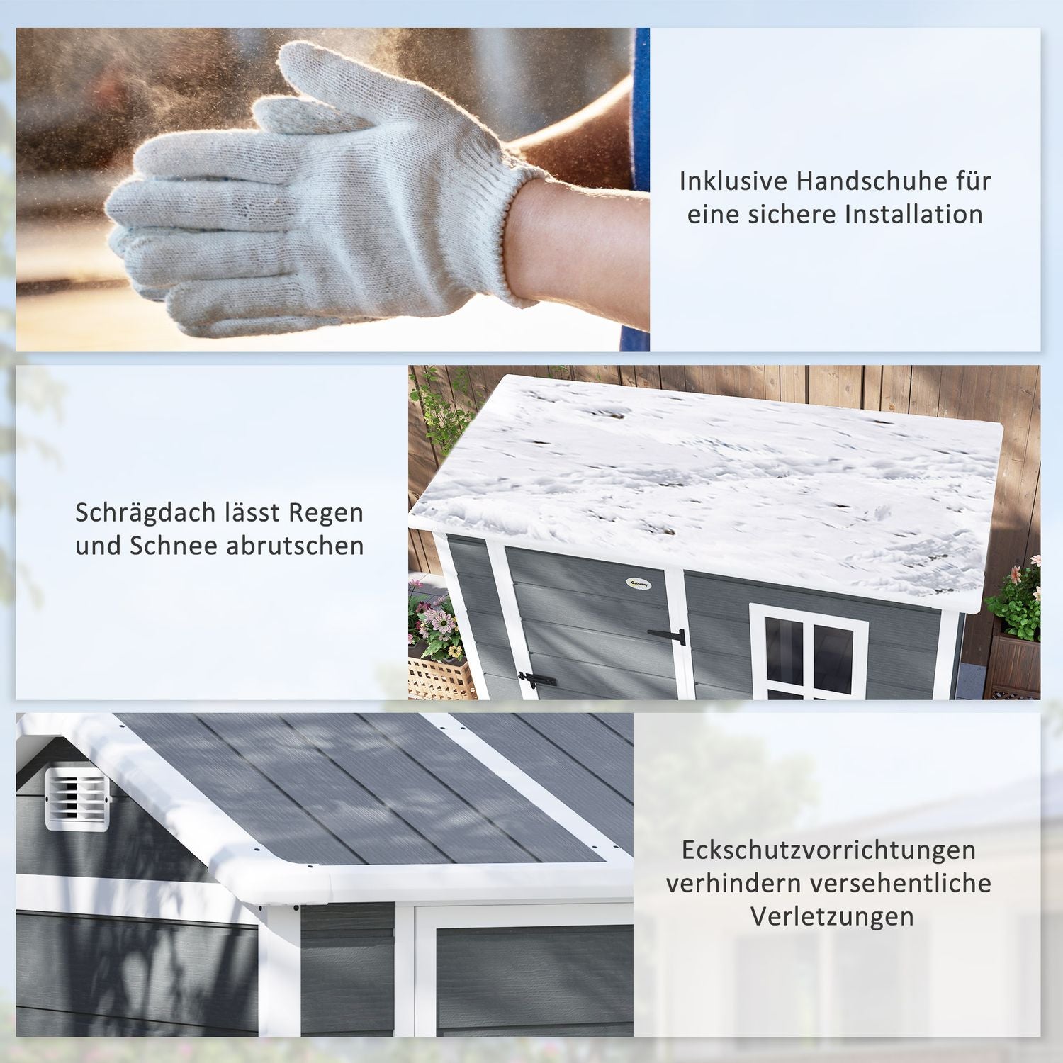 Trädgårdsbod i plast, 2,1 m² – Låsbar, väderbeständig, grå