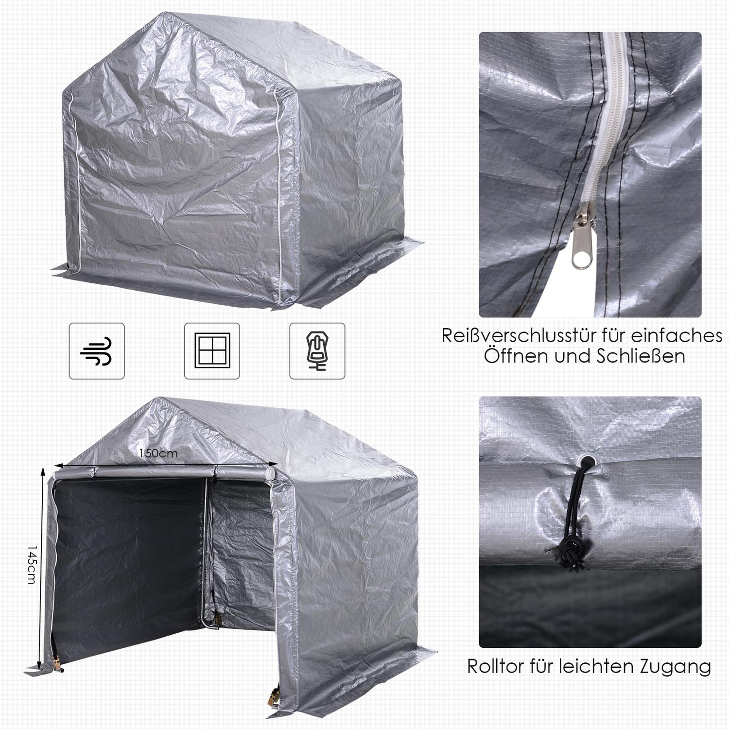 Trädgårdsbod i stål, 2x2x2M Grå, UV-beständig