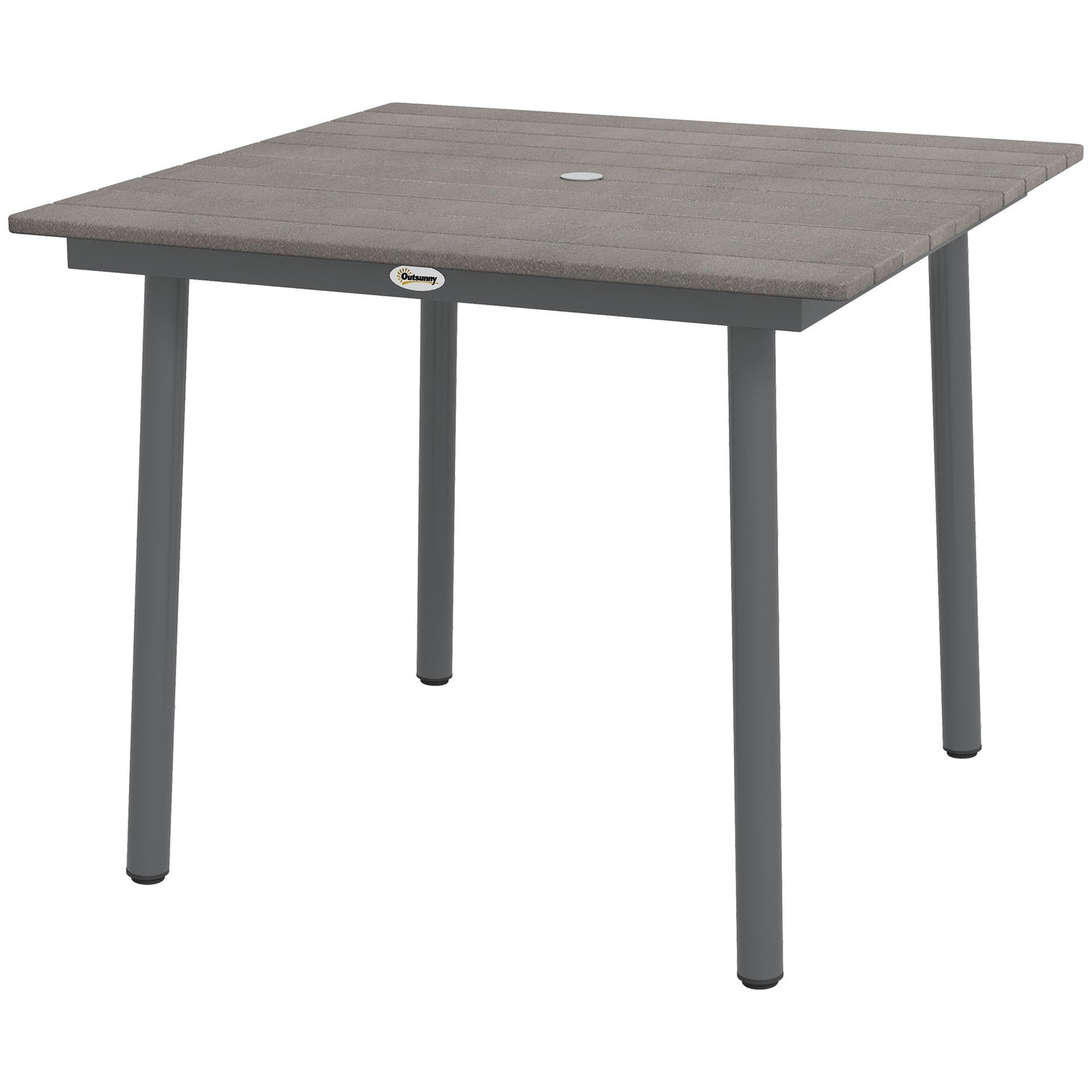 Uteplatsmatbord för 4, HDPE-ribbad, mörkgrå, 90x90x75 cm