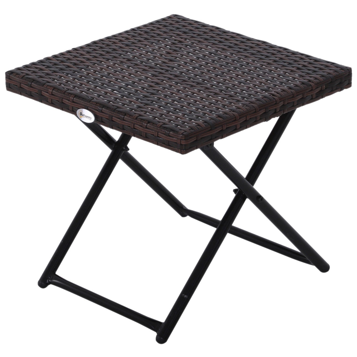 Hopfällbart trädgårdsbord i polyrattan – Brunt, 40x40x40 cm