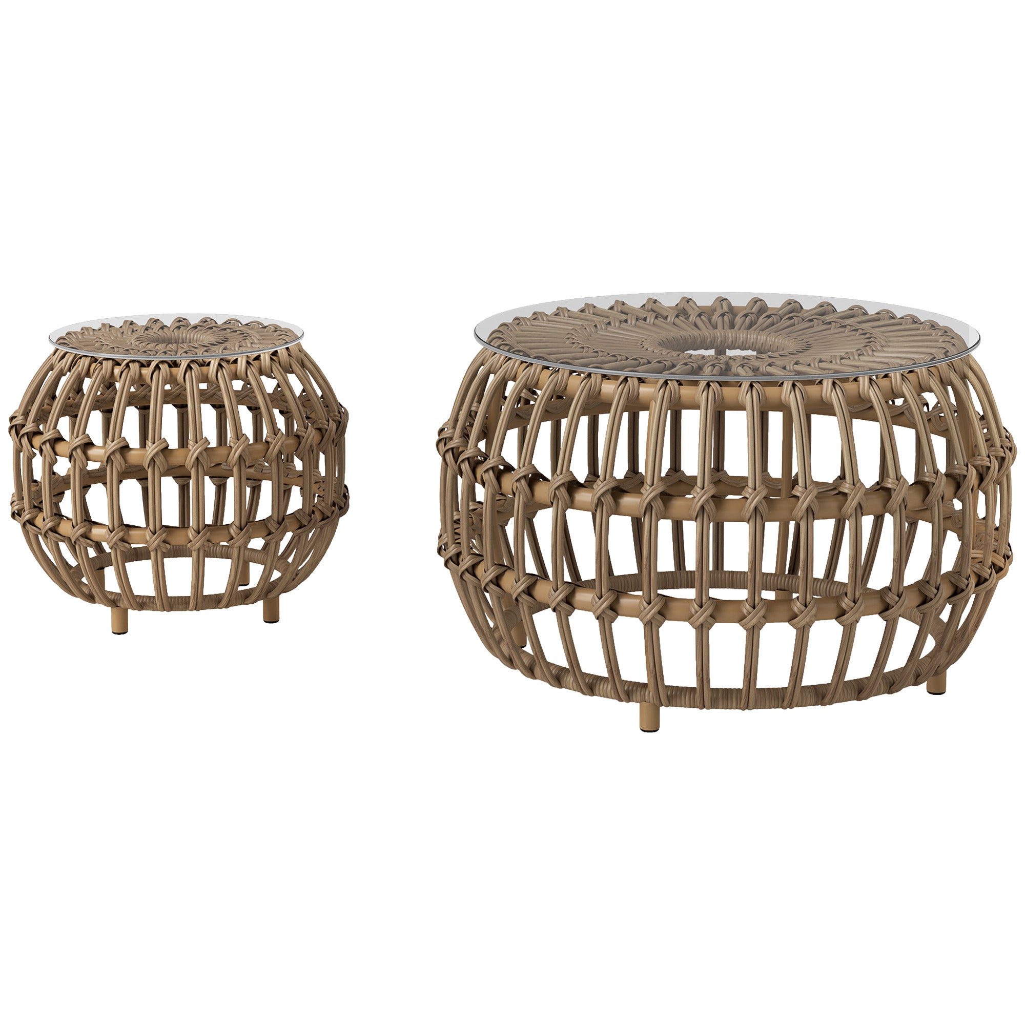 Trädgårdsbord i polyrattan, rund, väderbeständig