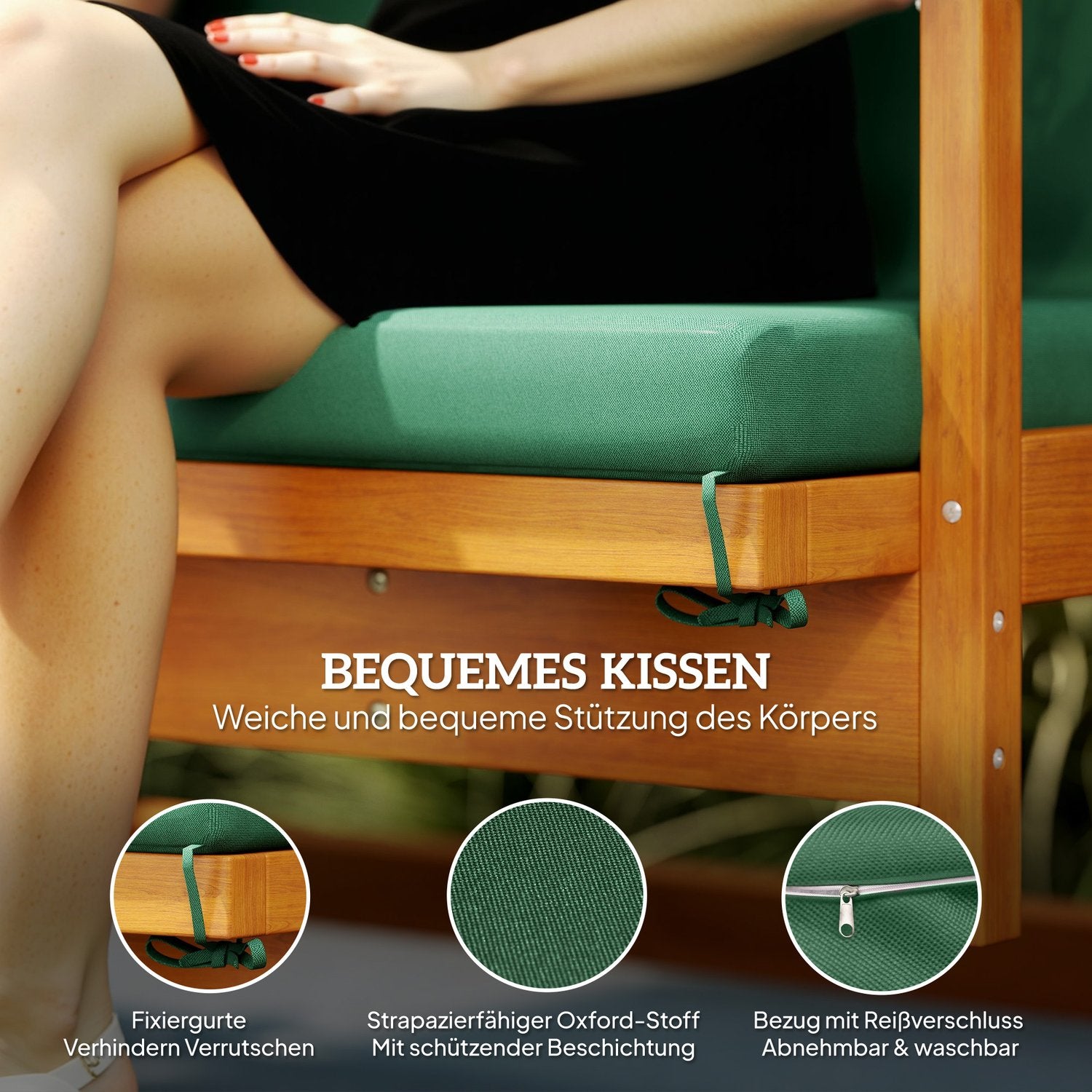 Trädgårdsgunga 3-sits med kapell – Luttar ned till 330 kg