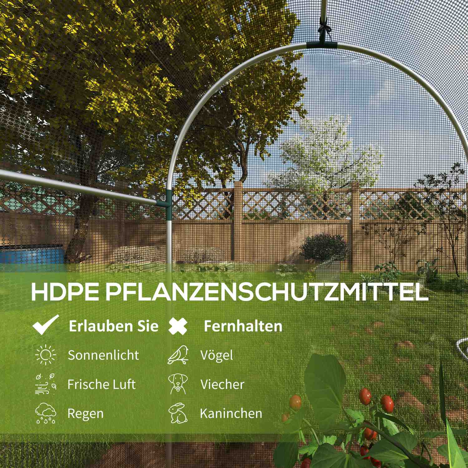 Trädgårdsinsektsskyddsnät, HDPE, stålram, 1,2x1,2M