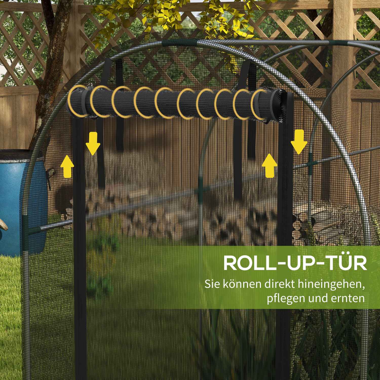 Trädgårdsinsektsskyddsnät med dörr, 1,2 x 3,6 m, svart HDPE