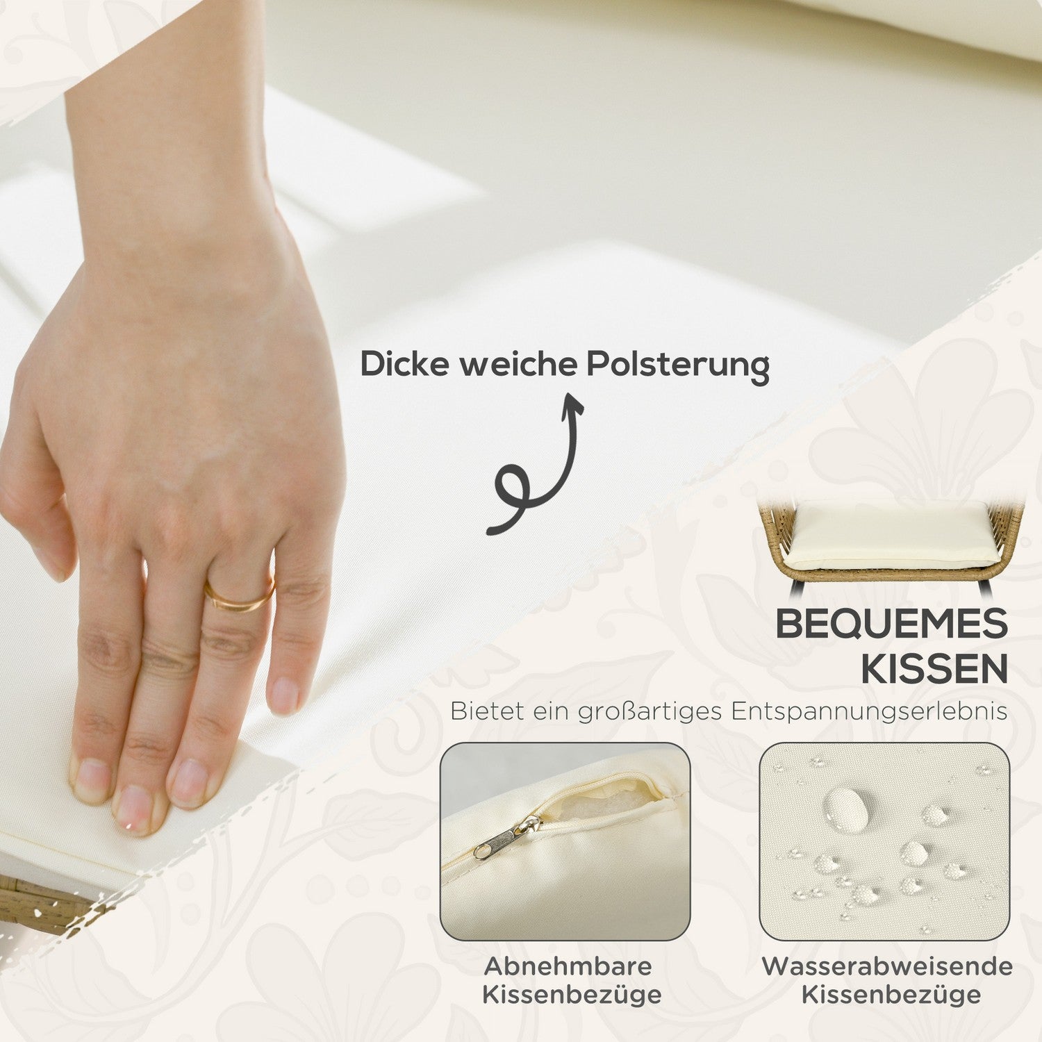 Trädgårdsmöbler i rotting, dämpad, 5-delad beige