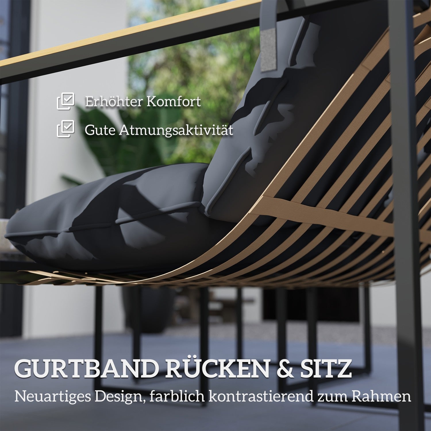 Trädgårdsmöbler i stål för 4, väderbeständig, grå