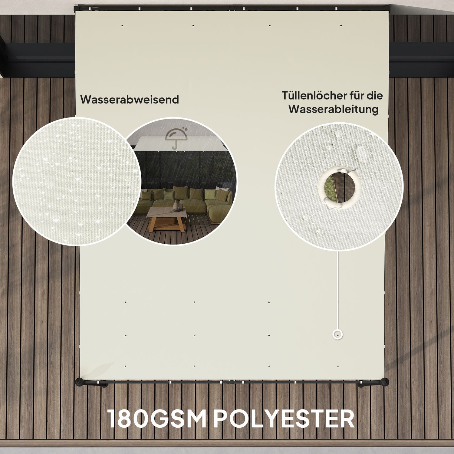 Trädgårdspaviljong med vattenavvisande kapell, 2,5x3m, kräm