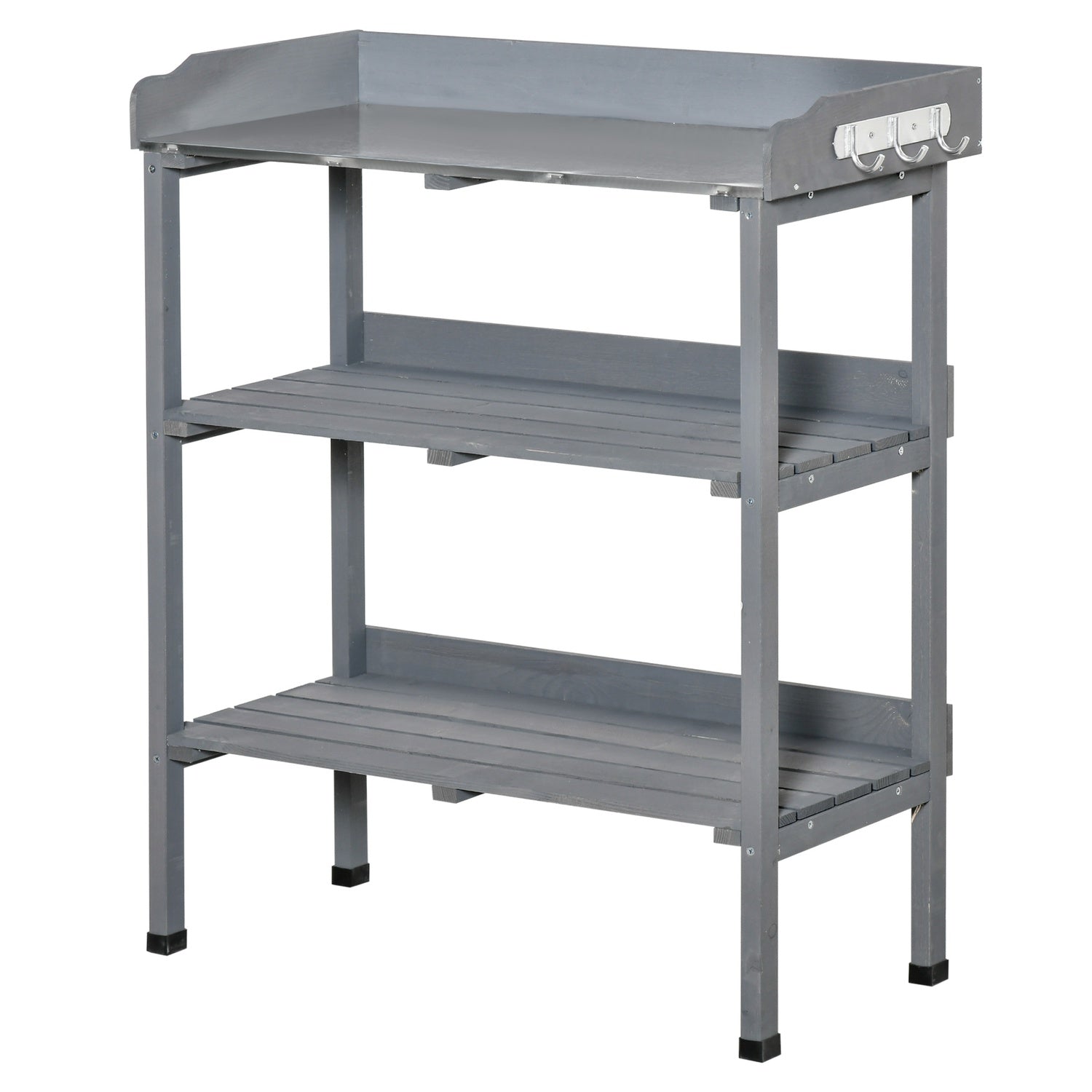 Trädgårdsplanteringsbord, metall & trä, 76x37x89cm