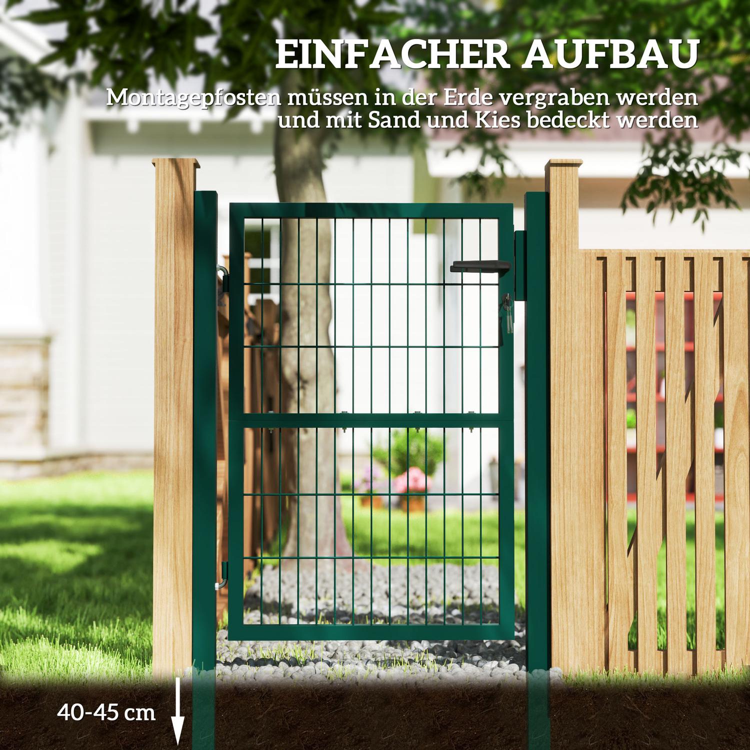 Trädgårdsport i stål med handtag & lås, 97 x 170 cm, grön