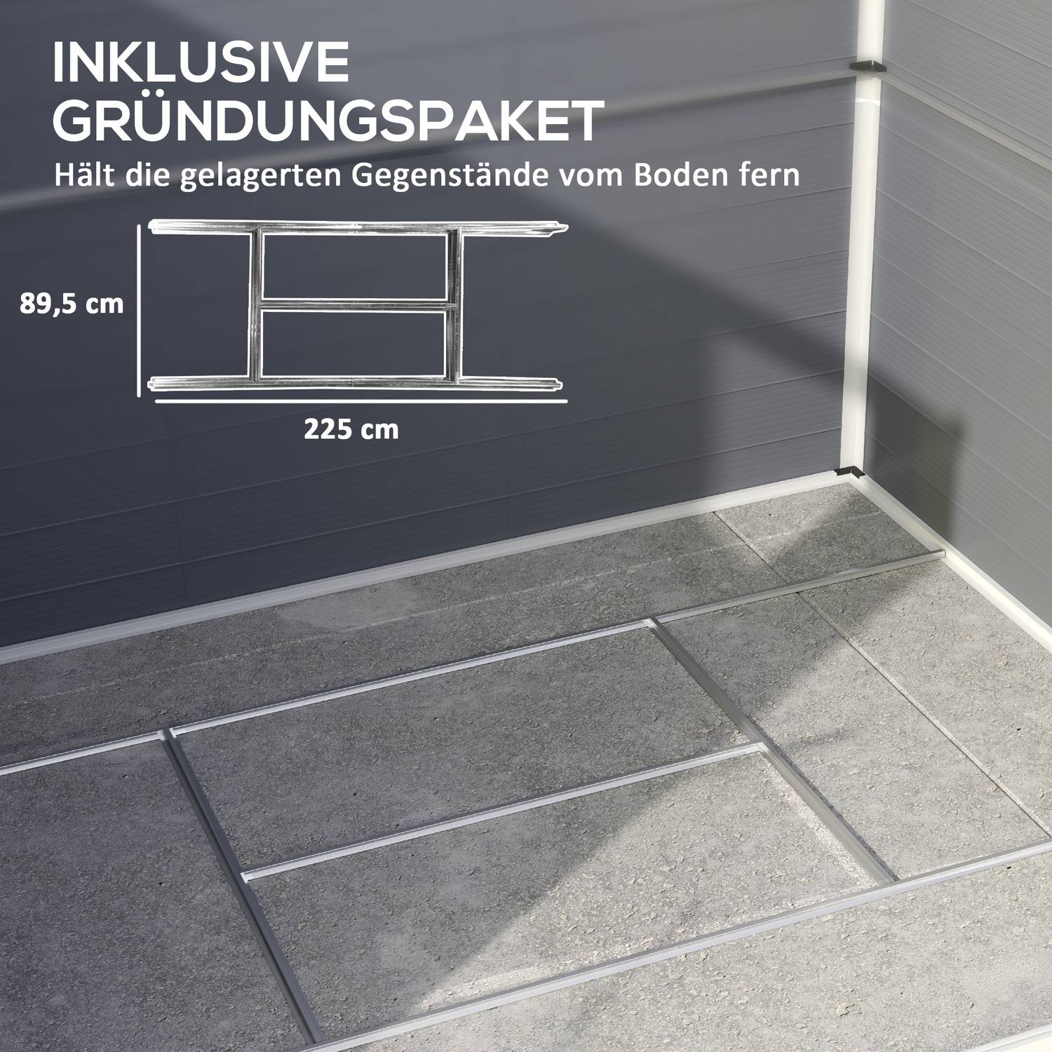 Trädgårdsredskapsskjul, aluminium, låsbar, 4,1 m³, grå