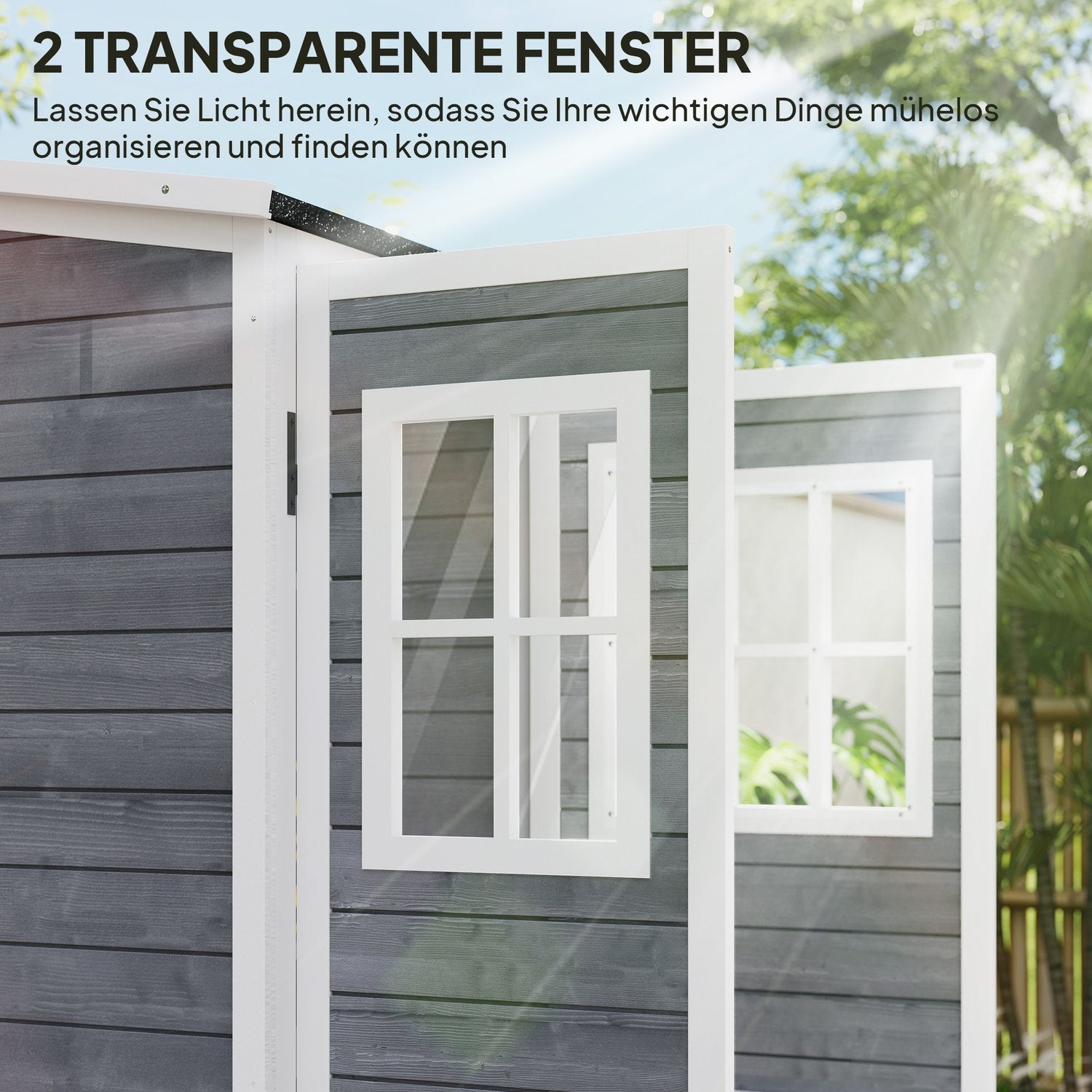 Trädgårdsredskapsskjul i trä, väderbeständig, låsbar, 91x69x192cm