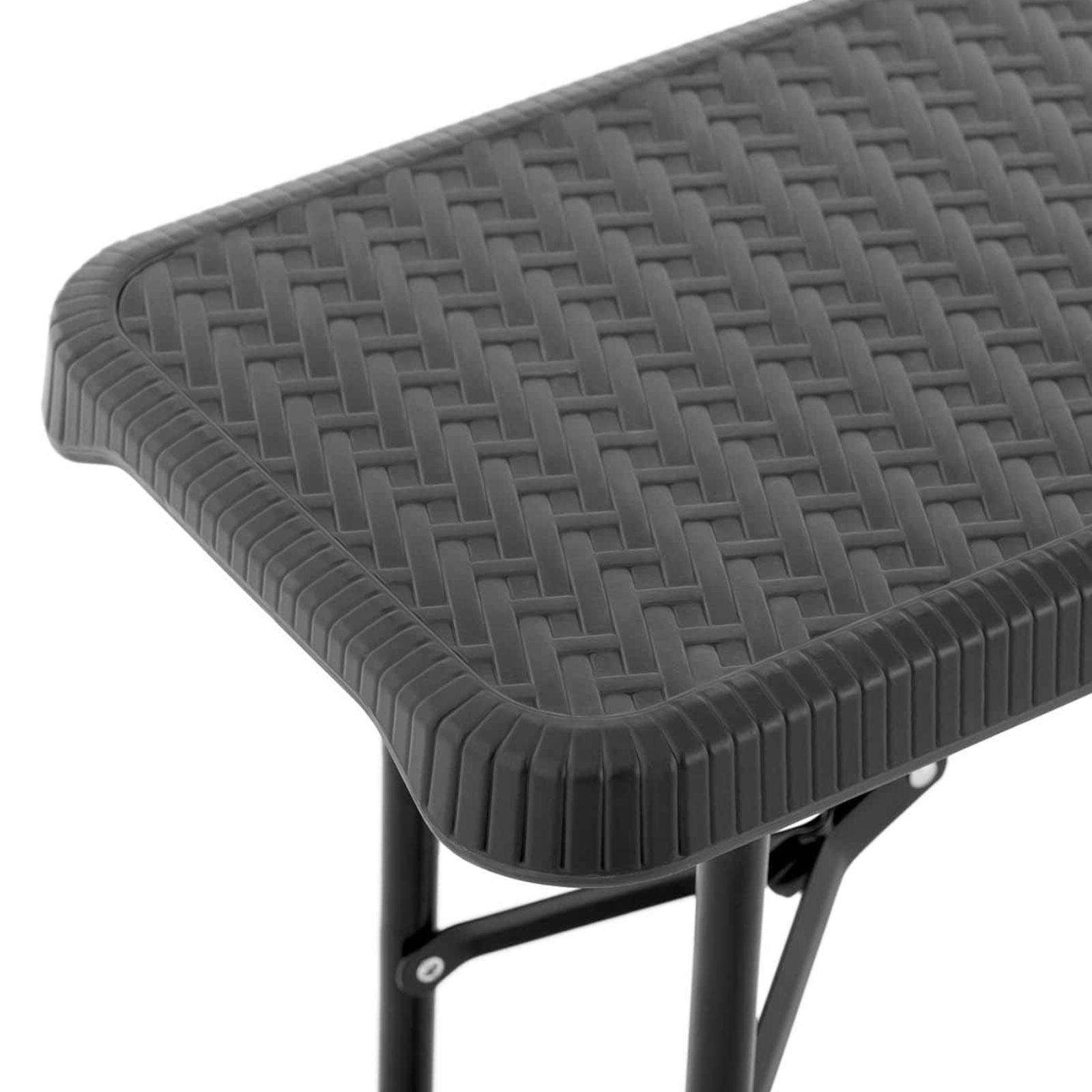 Trädgårdsserveringsbänk, hopfällbar, svart, upp till 300 kg, 183 x 30 x 43 cm