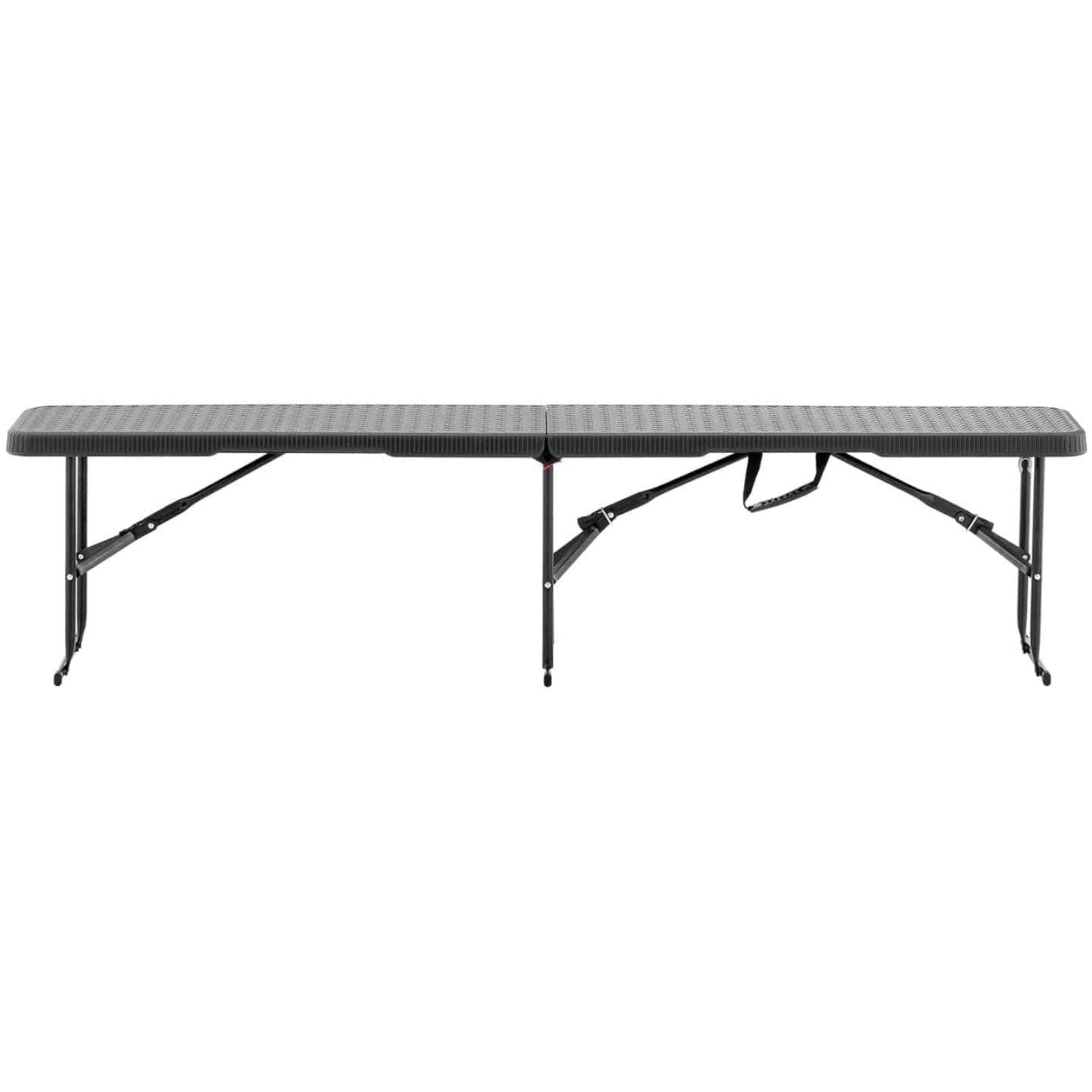 Trädgårdsserveringsbänk, hopfällbar, svart, upp till 300 kg, 183 x 30 x 43 cm