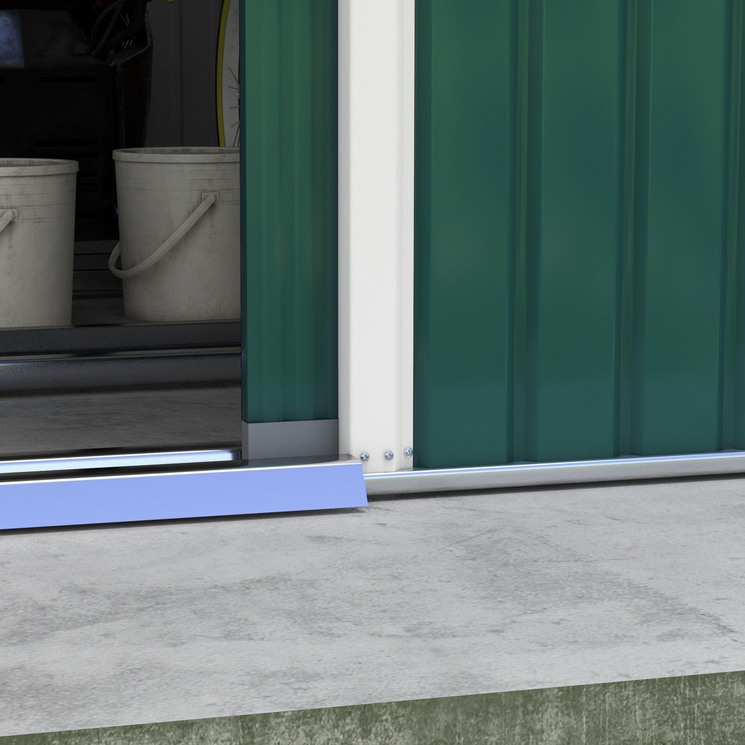 Trädgårdsskjul i mörkgrön galvaniserat stål, 12,4 m², väderbeständig