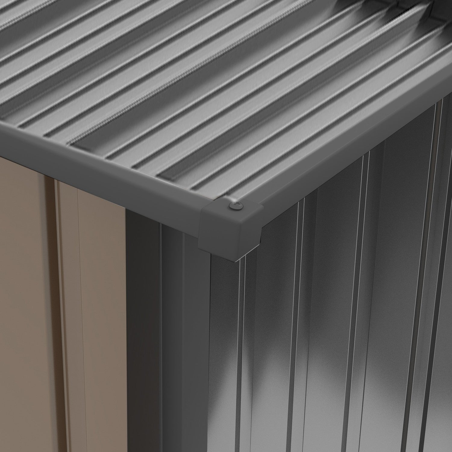 Trädgårdsskjul i stål med taktak – Låsbart, brunt, 0,92 m²