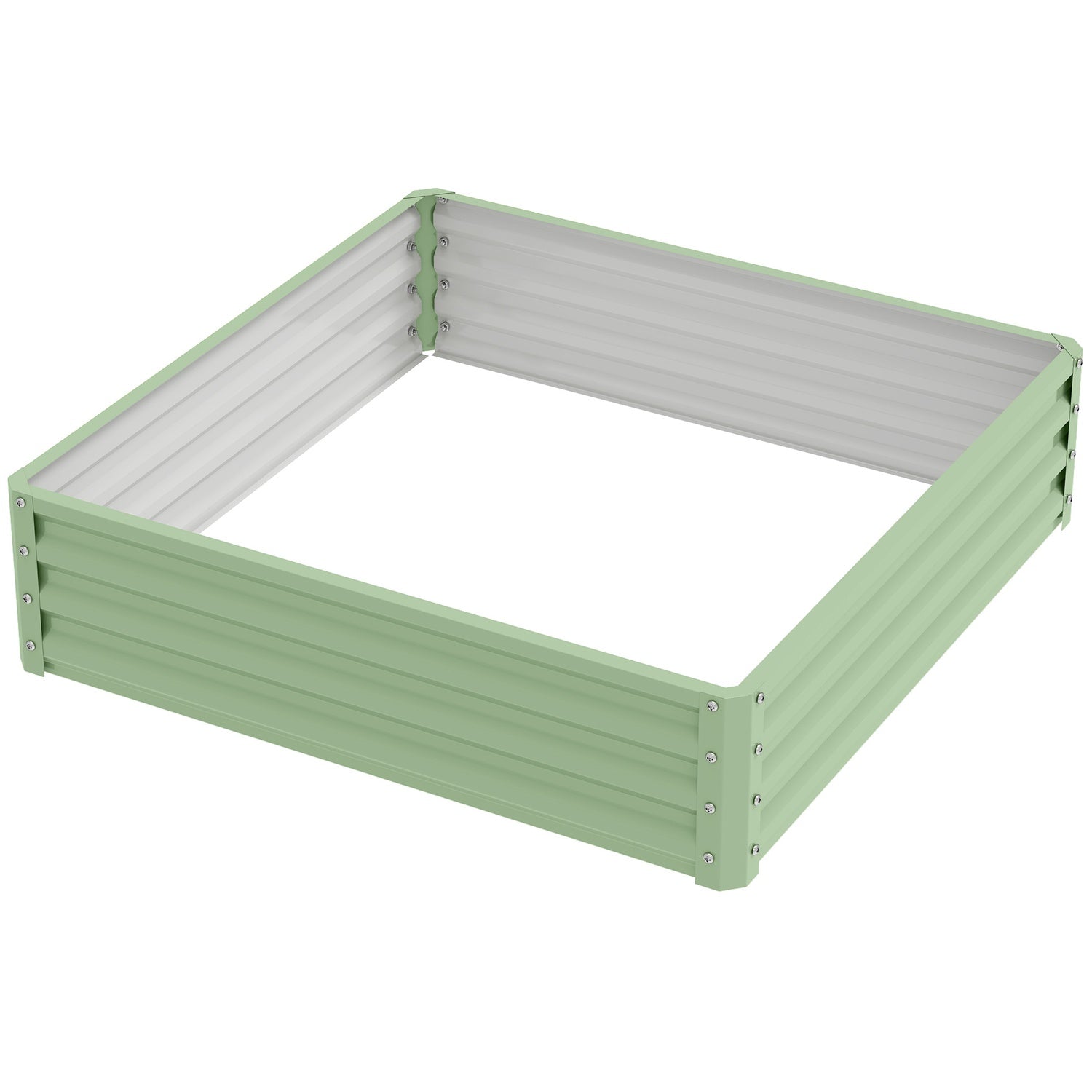 Trädgårdssäng i stål – 120x120x30 cm, grön plantering