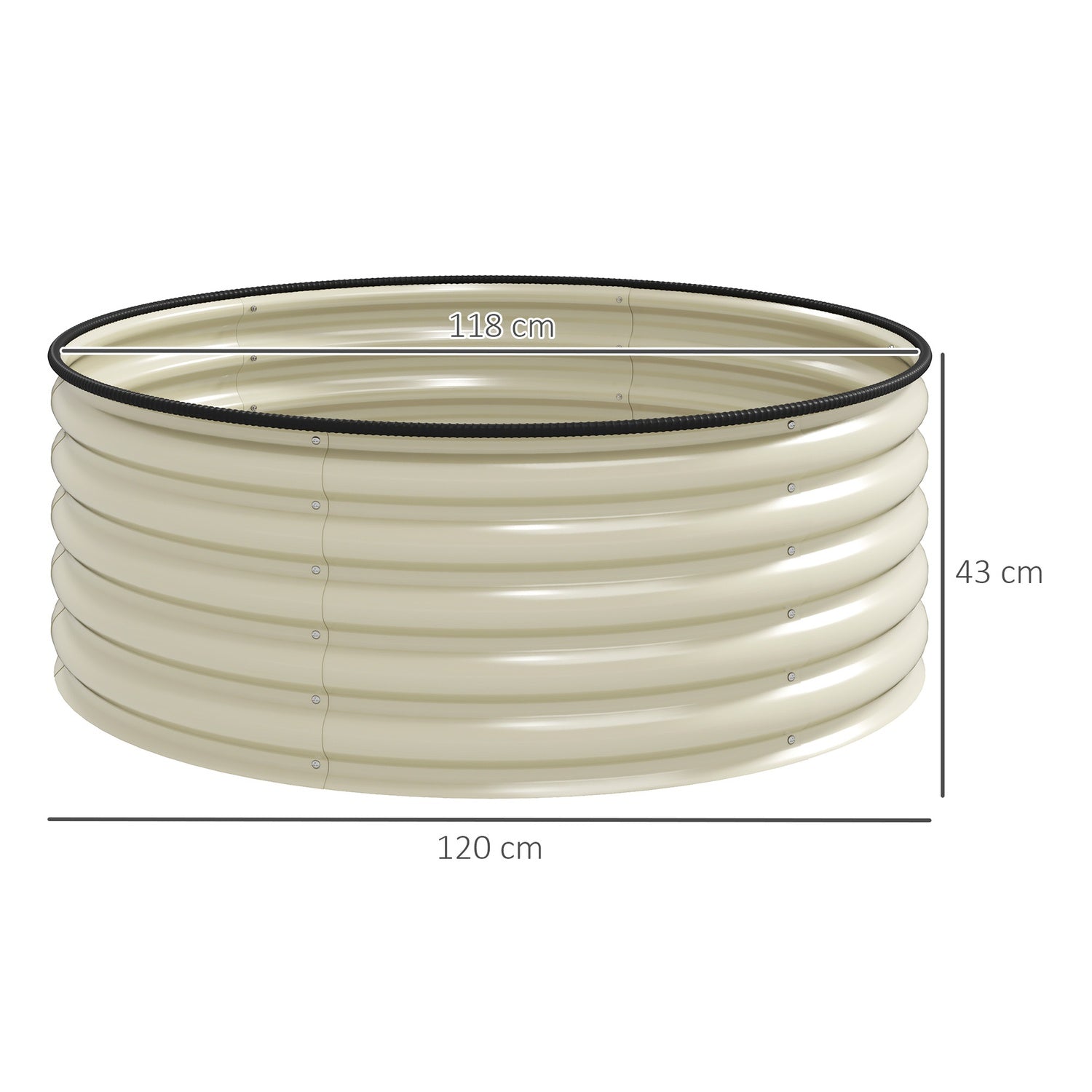 Trädgårdssäng i stål, 120x120x43 cm, stapelbar plantering