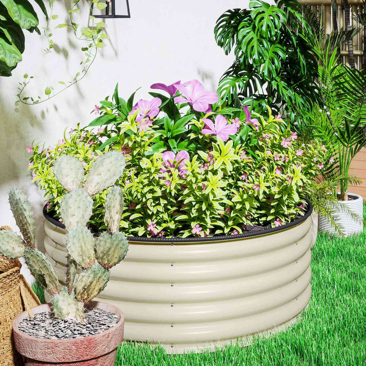 Trädgårdssäng i stål, 120x120x43 cm, stapelbar plantering