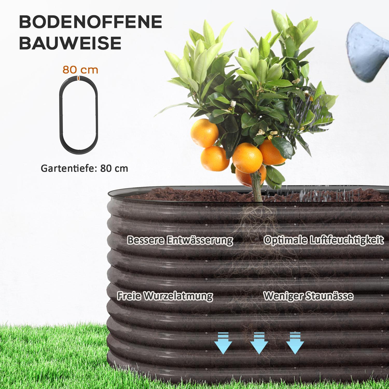 Trädgårdssäng i stål – 160x80x80 cm, stapelbar plantering