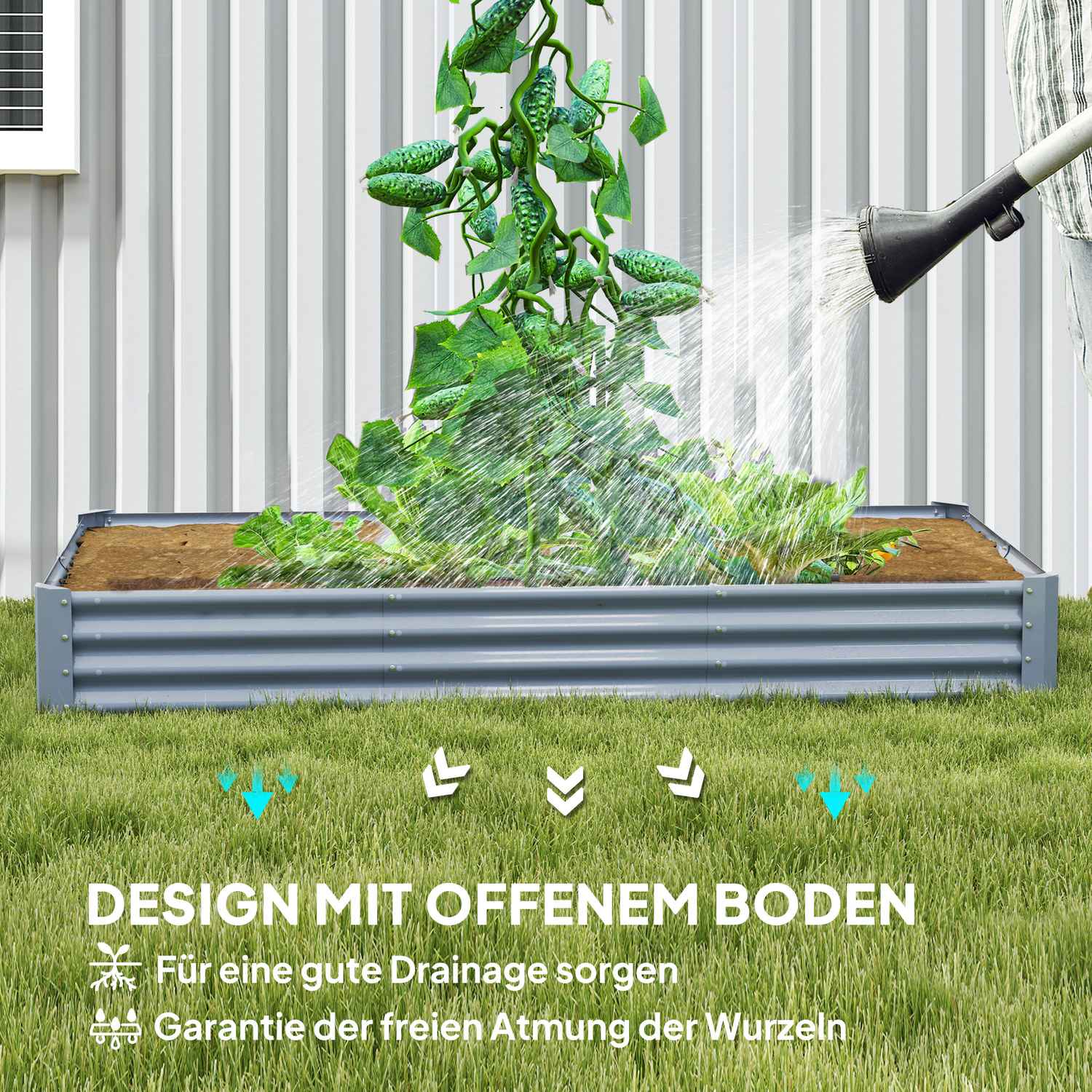 Trädgårdssäng i stål – Rostbeständig, 240x120x30 cm