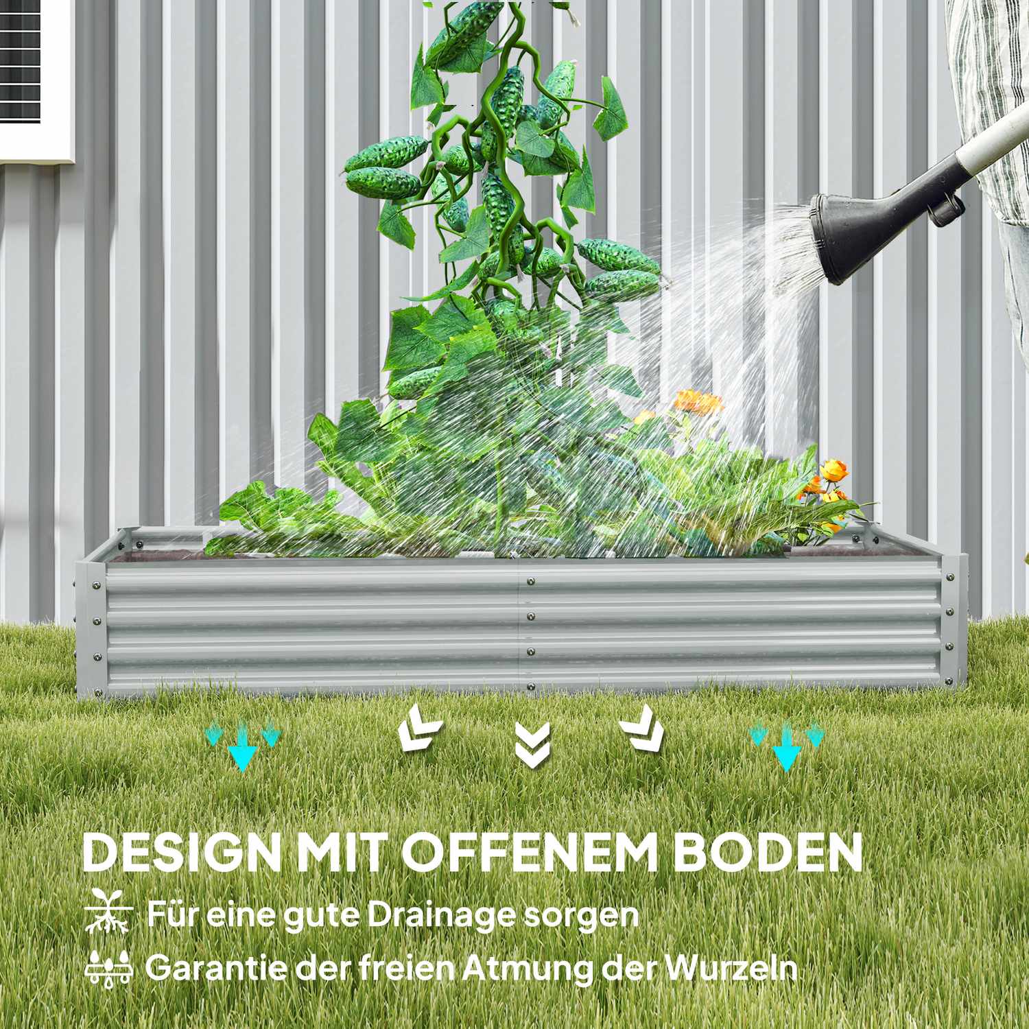 Trädgårdssäng i stål – rostsäker, väderbeständig, 180x90x30 cm