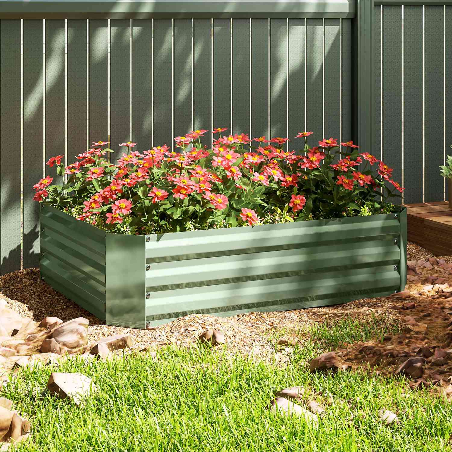 Trädgårdssäng i stål, stapelbar, 120x90x30 cm