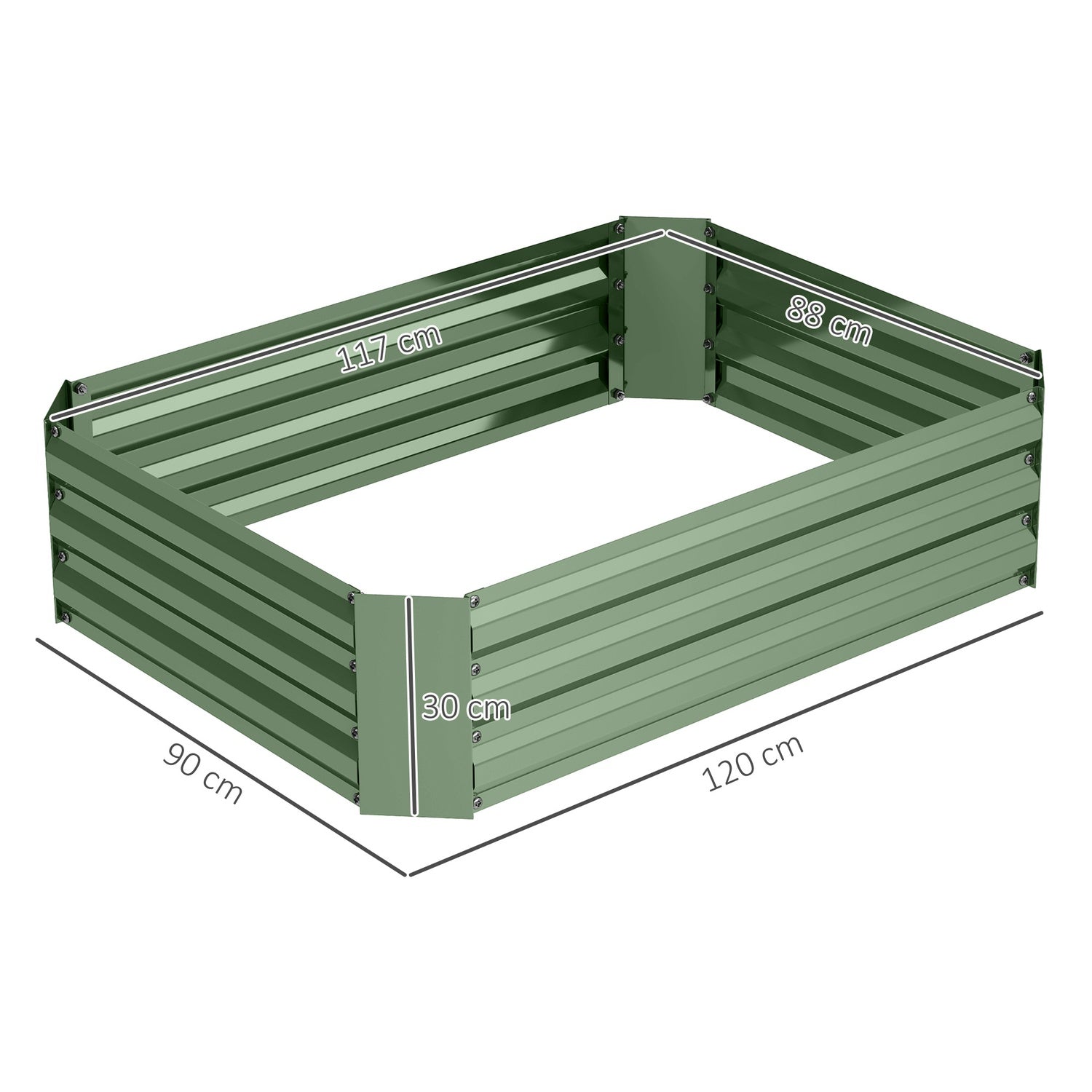 Trädgårdssäng i stål, stapelbar, 120x90x30 cm