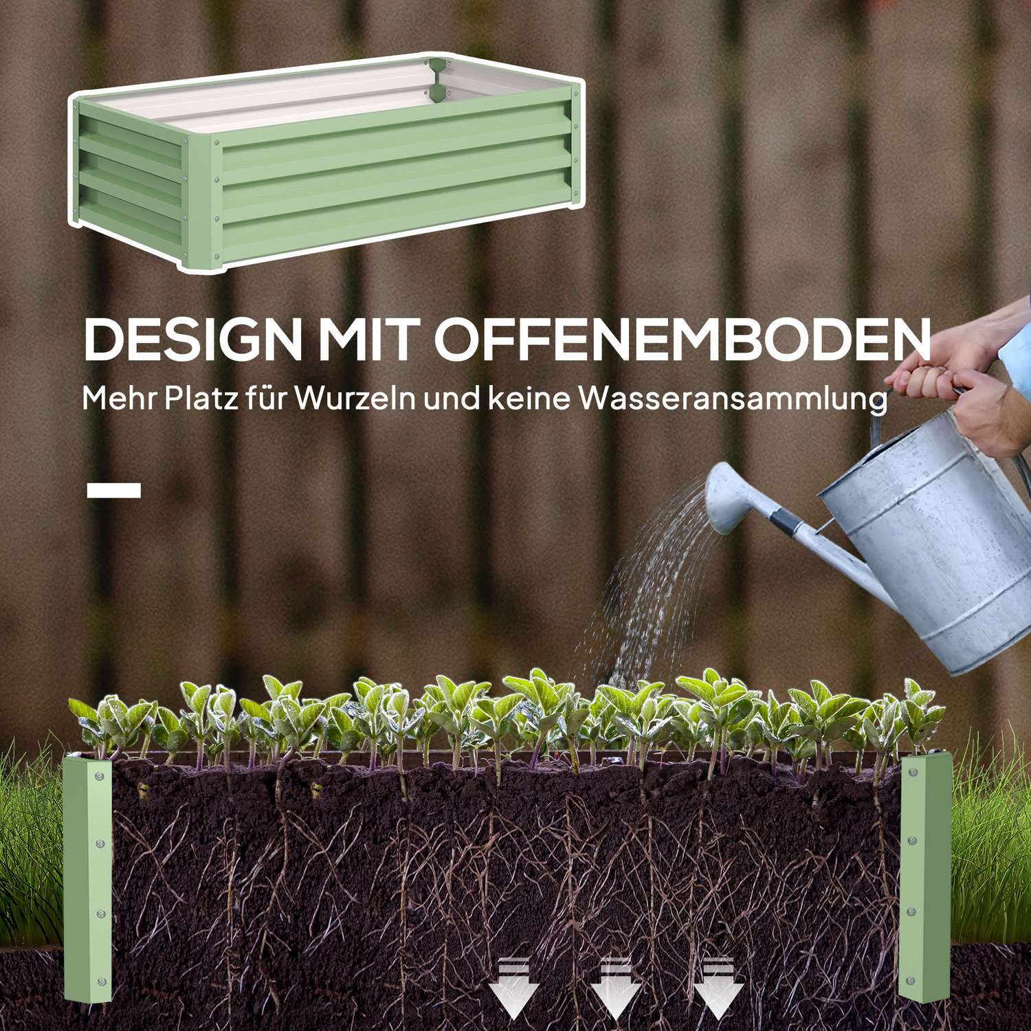 Trädgårdssäng i stål, väderbeständig, 120 x 60 x 30,5 cm