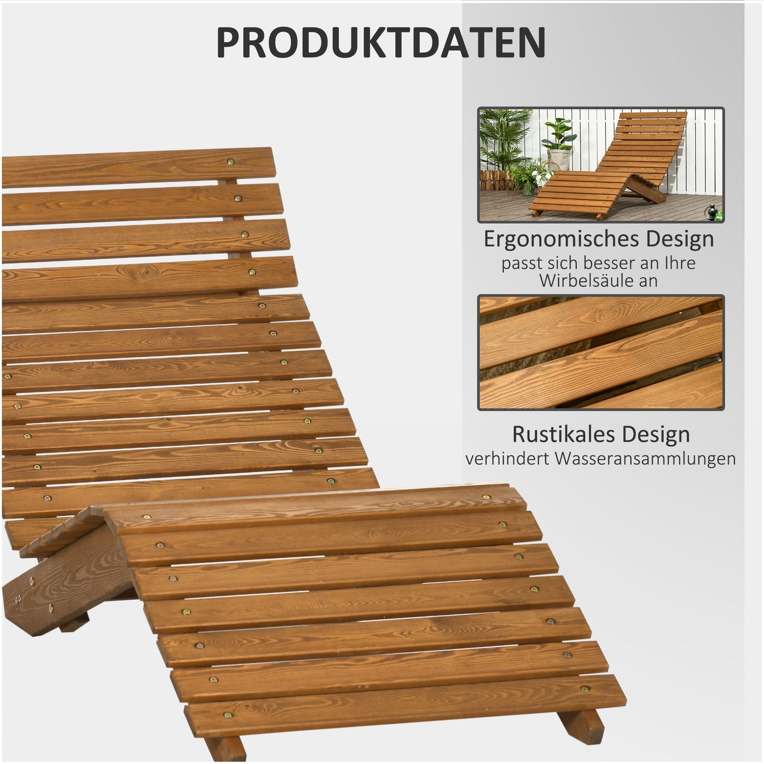 Trädgårdssäng i teak, kapacitet 120 kg, 66x170x77 cm