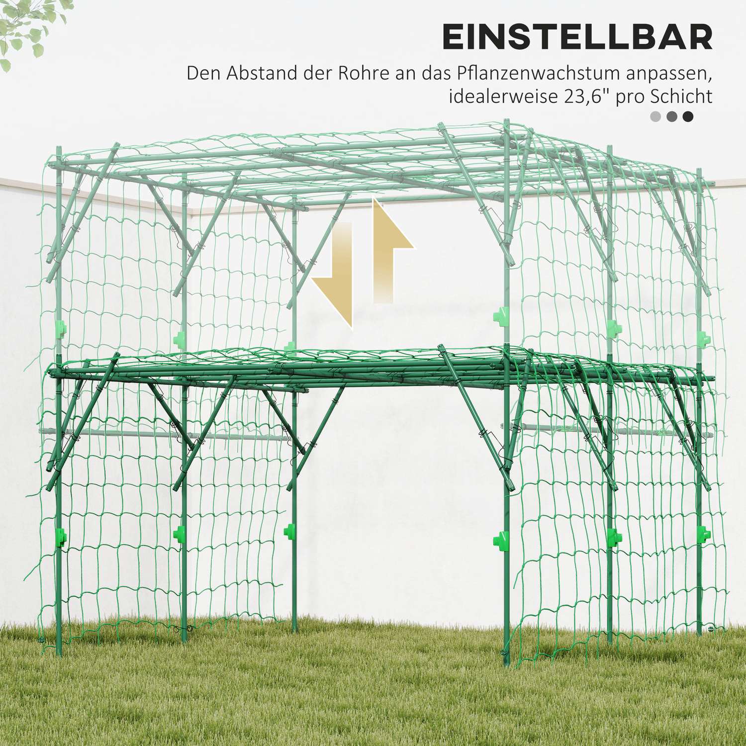 Trädgårdsspaljé i rostfritt stål – Triangulär, 223x223x223 cm