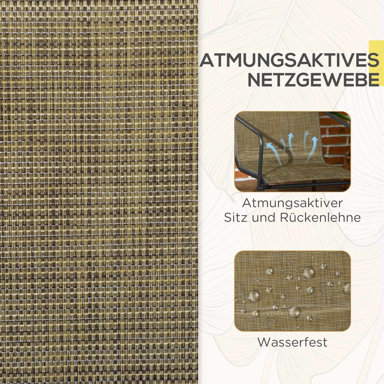 Trädgårdsstolar Set om 2, stålnät, brun med armstöd