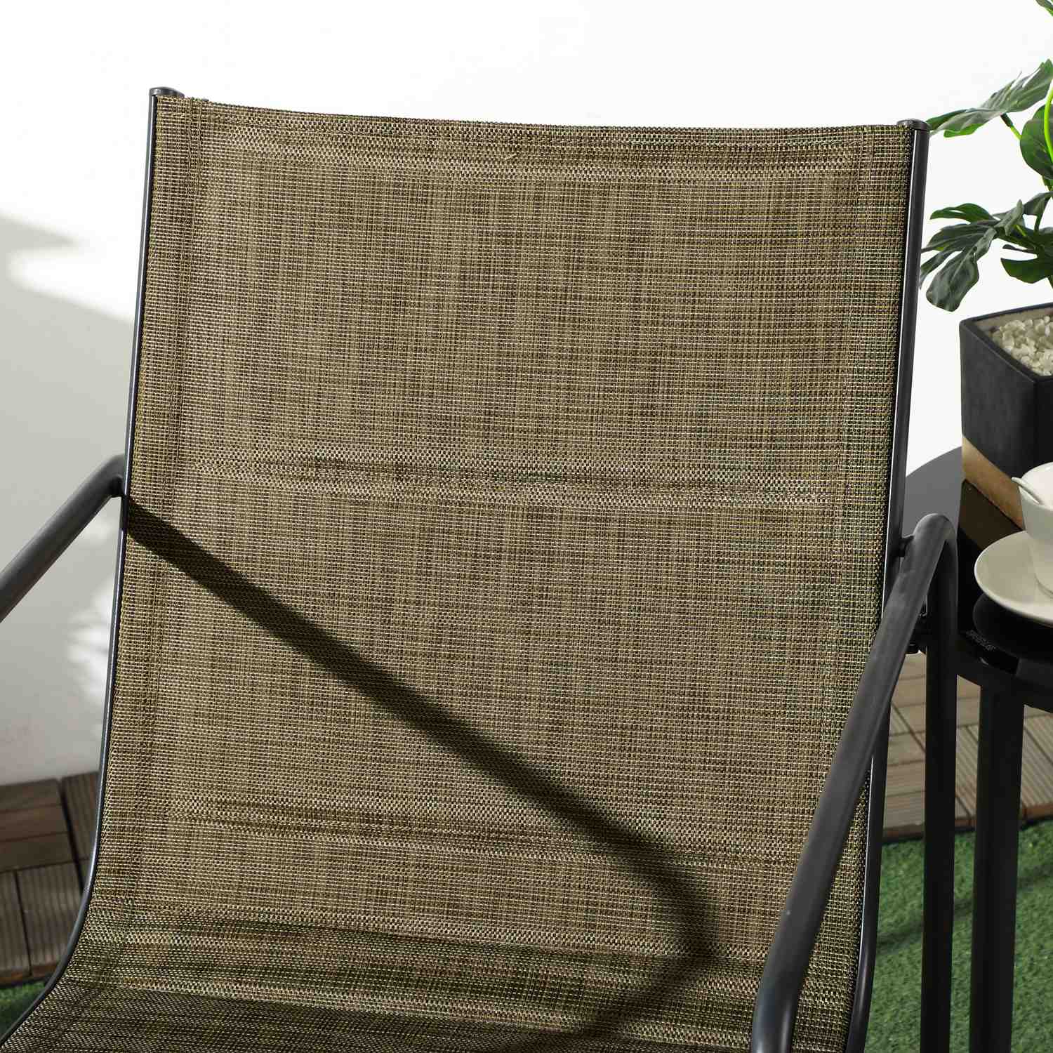 Trädgårdsstolar Set om 2, stålnät, brun med armstöd