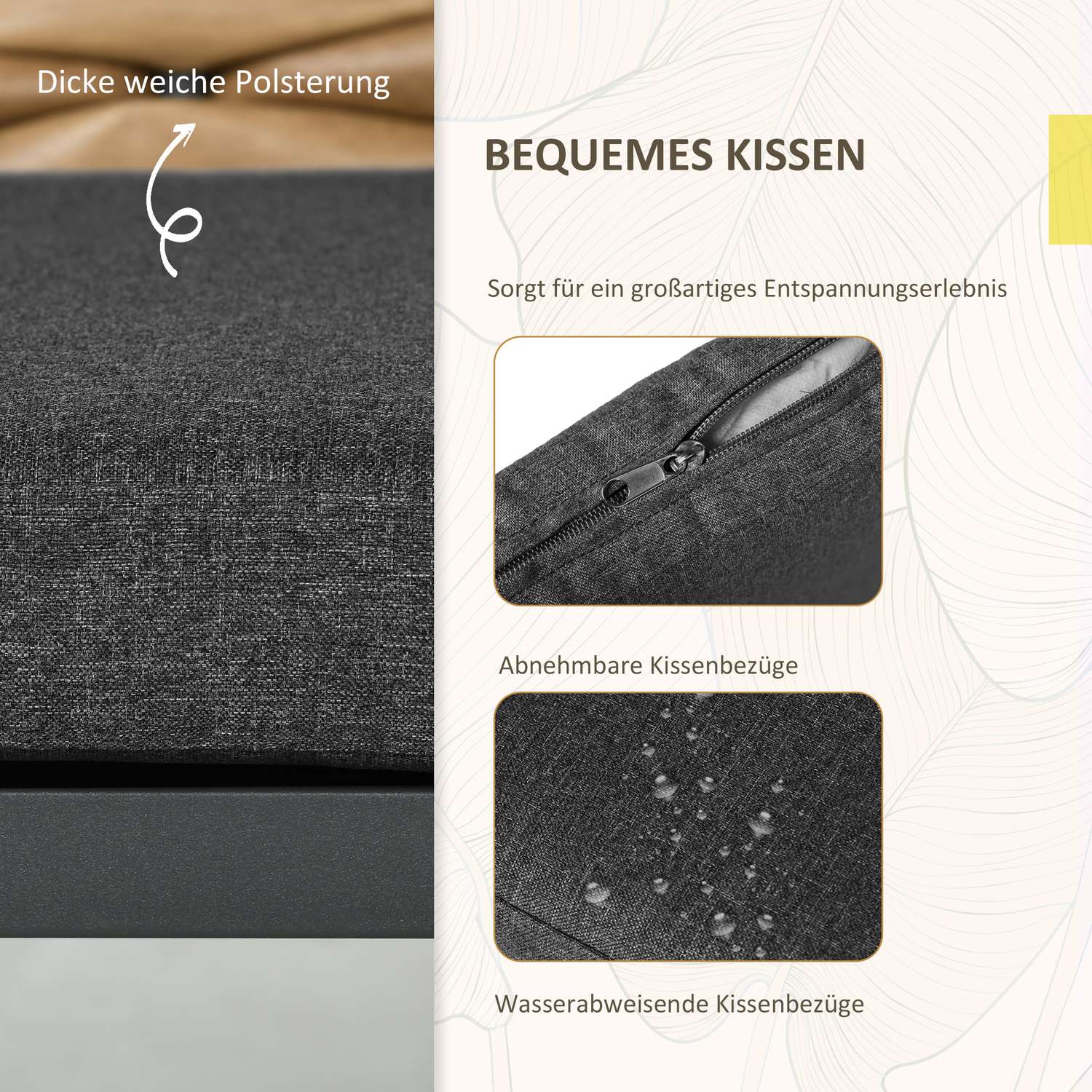 Trädgårdsstolar i rotting, stapelbar med kuddar, svart