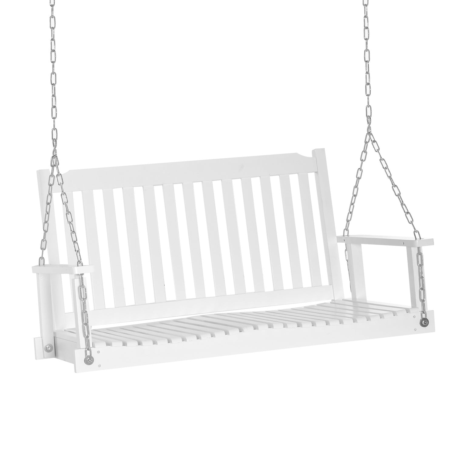 Trädgårdssvingbänk för 2, massivt trä, vit, 117x69x60cm