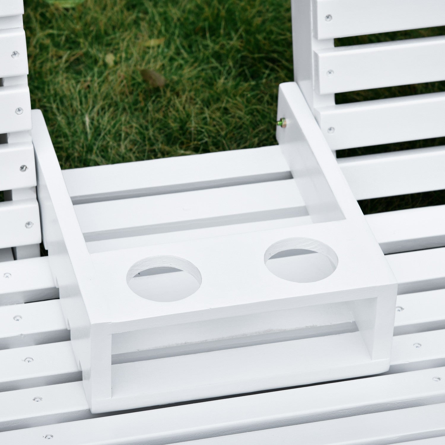 Trädgårdssvingbänk med hopfällbart bord, 2-3 sits, vit