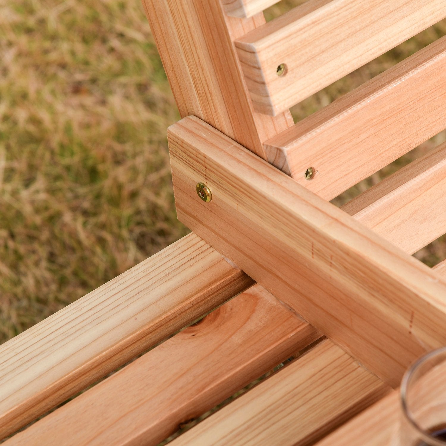 Trädgårdssvingbänk med hopfällbart bord och mugghållare, granträ