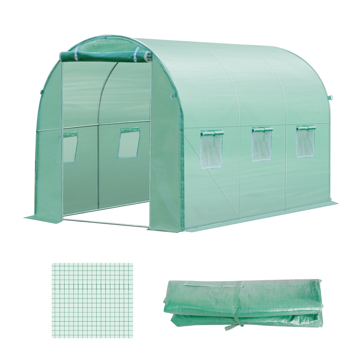 Trädgårdstunnelfilm i polyeten, 3x2x2m, 6 fönster