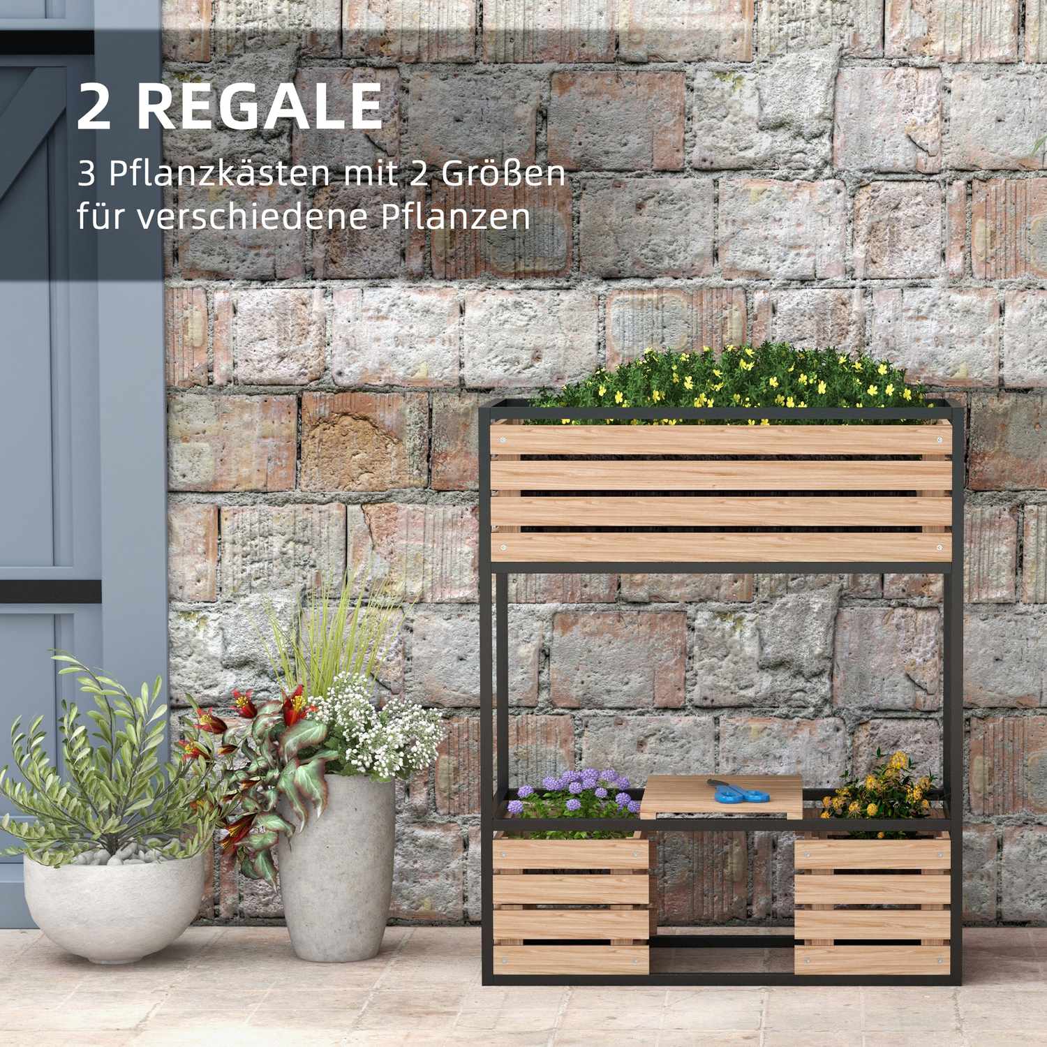 Trädgårdsupphöjd säng med hylla, 2-vånings 83x39x100 cm