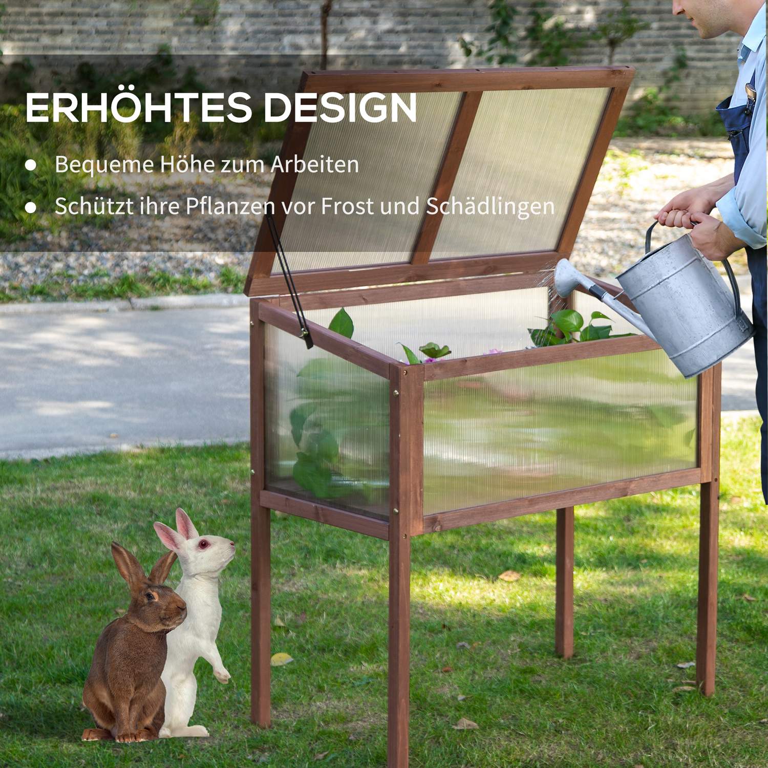 Trädgårdsupphöjd säng med kall ram, 90x50x93 cm