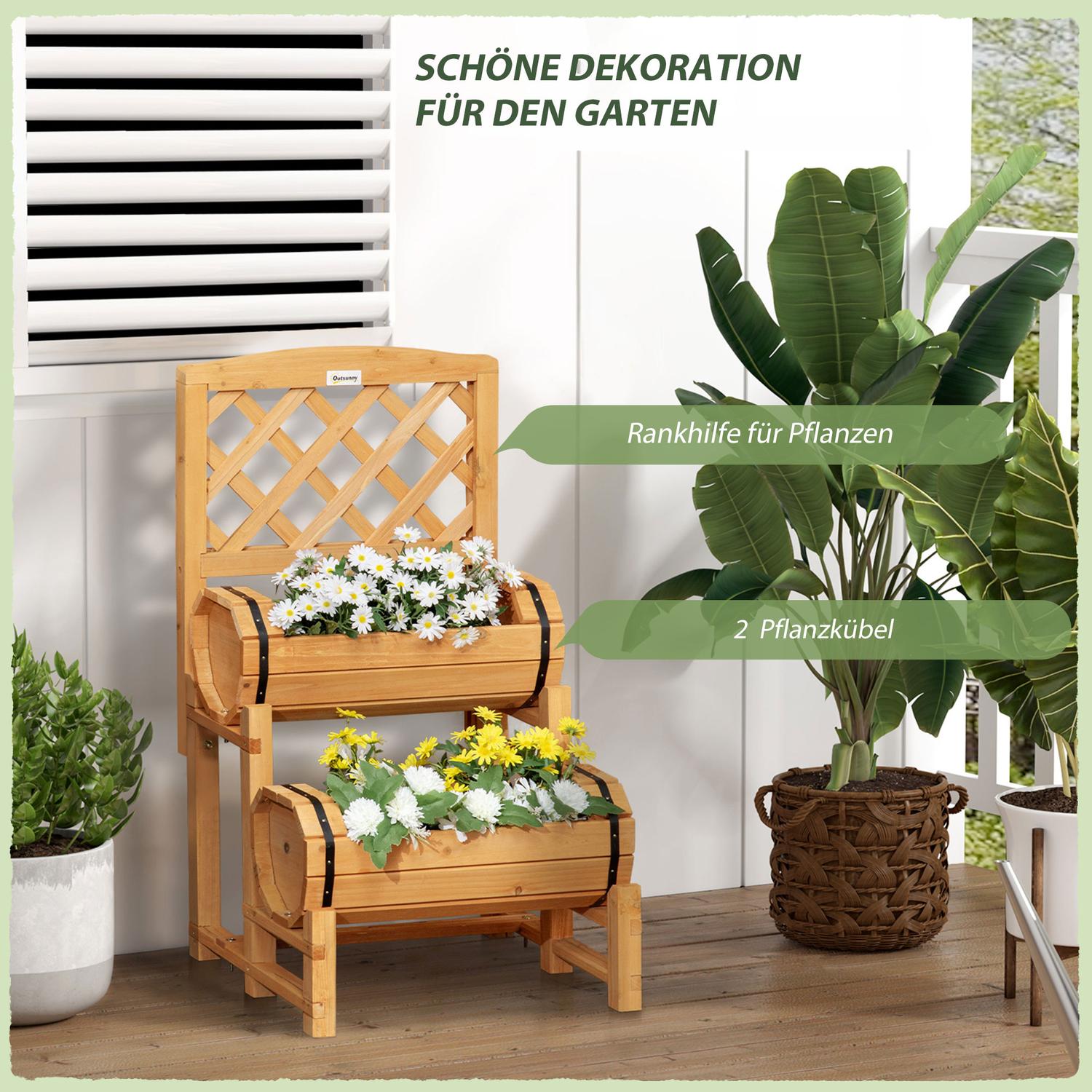 Trädgårdsupphöjd säng med spaljé, gul, 45x45x80 cm