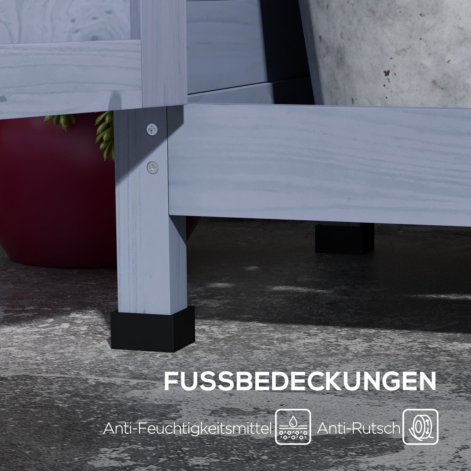 Trädgårdsväxtbord i trä med skåp och hyllor – Grå