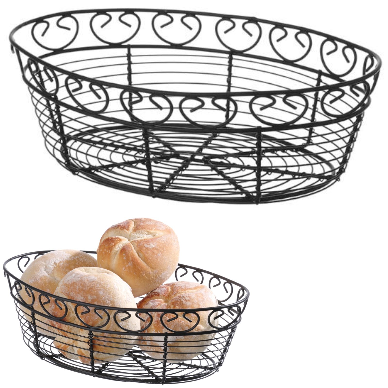 Trådkorg för servering av bröd, oval, dekorativ - Hendi 425879