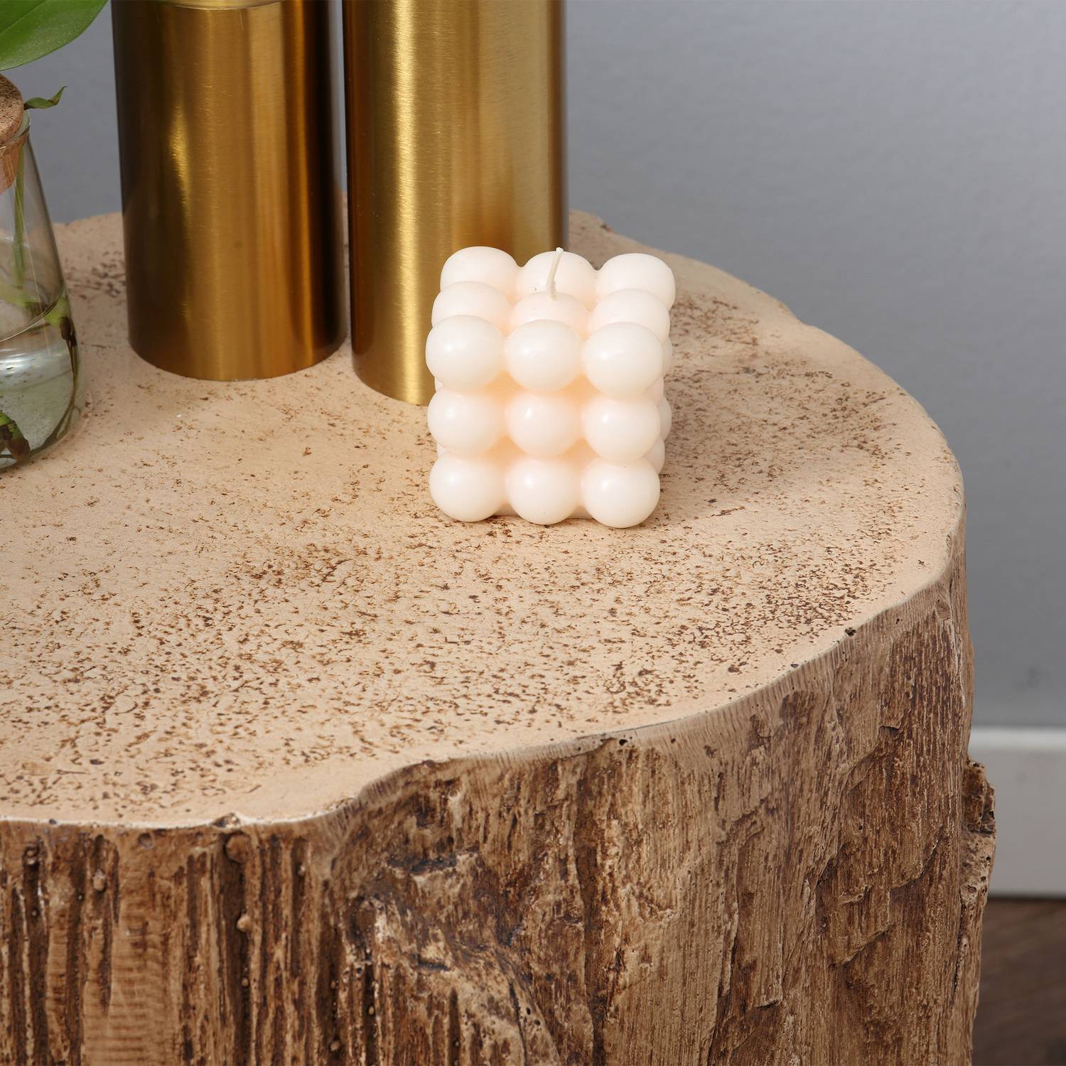 Trädstubbe sidobord, vattentätt, 4 justerbara fötter, 37x37x43 cm