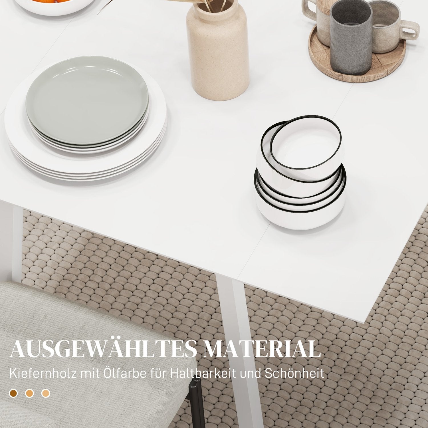 Träfällbart matbord, stolar 2-4, platsbesparande, vit