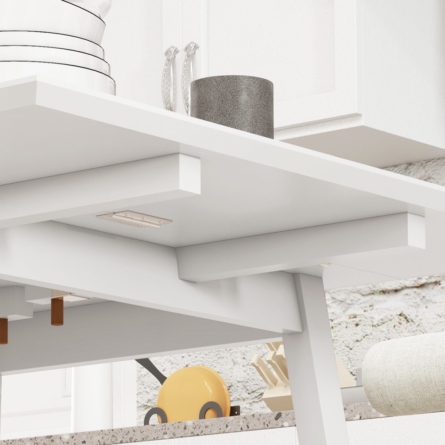 Träfällbart matbord, stolar 2-4, platsbesparande, vit