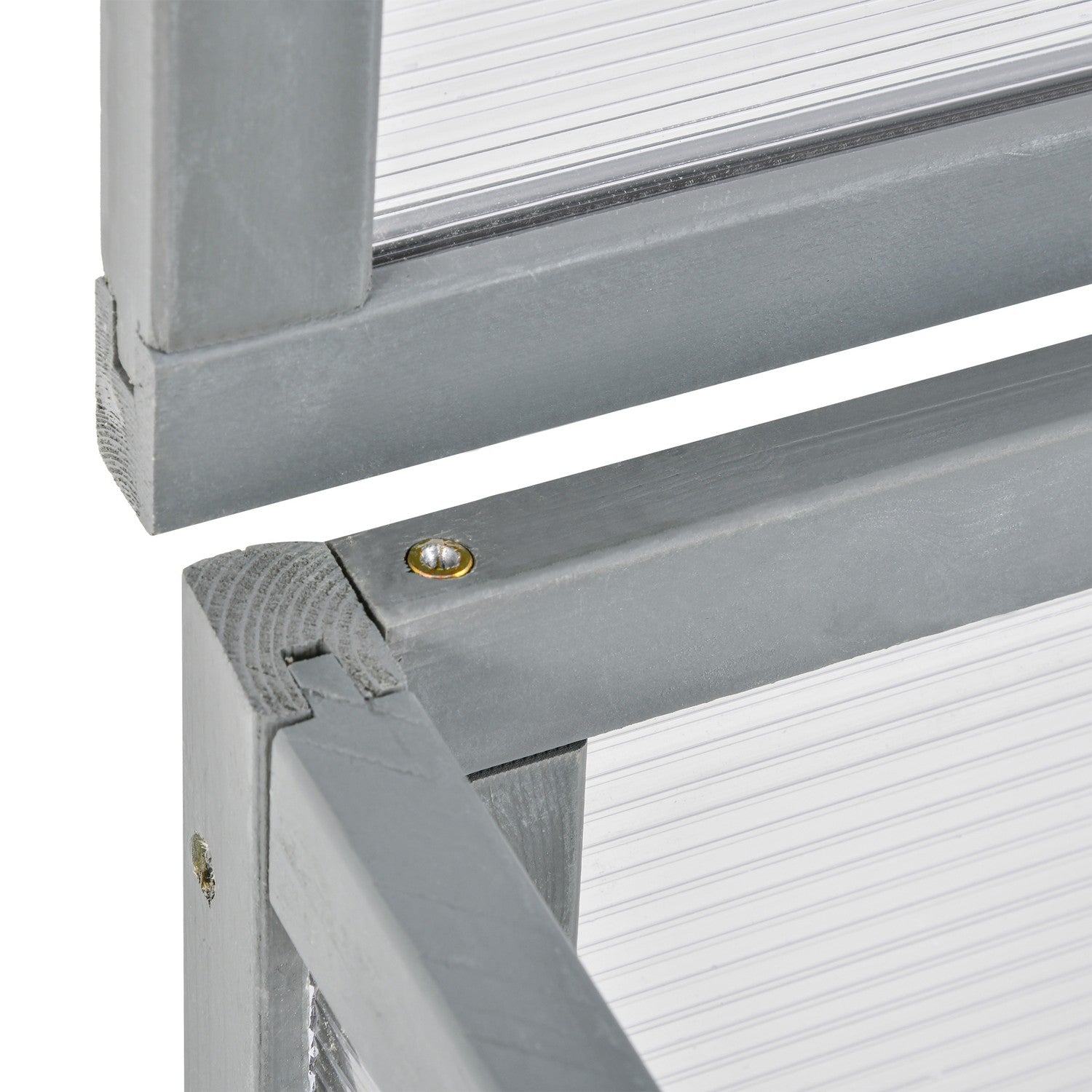 Trä & polykarbonat kall ram Växthus, väderbeständigt lock, grå